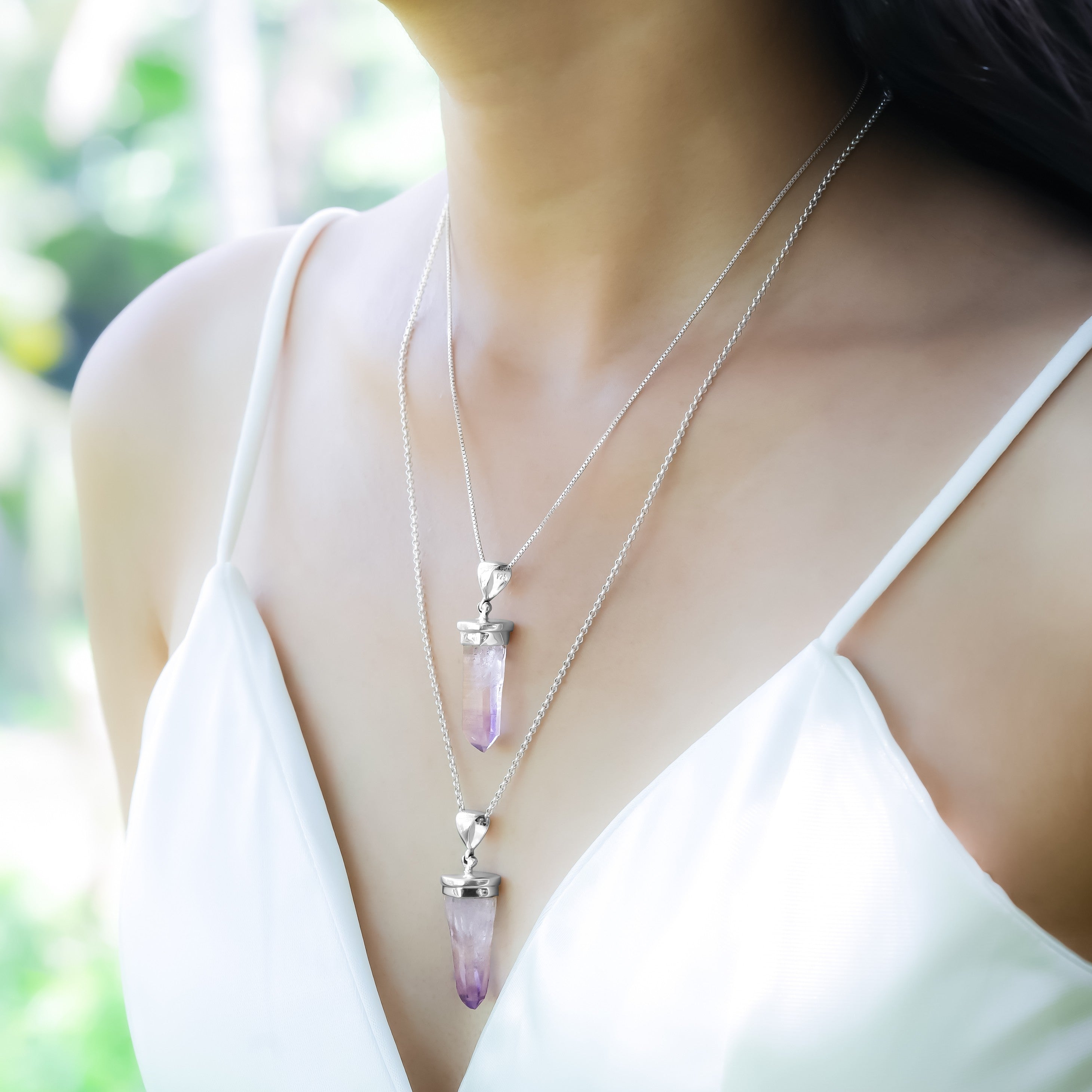 Starborn Amethyst Crystal Point Pendant in Sterling Silver
