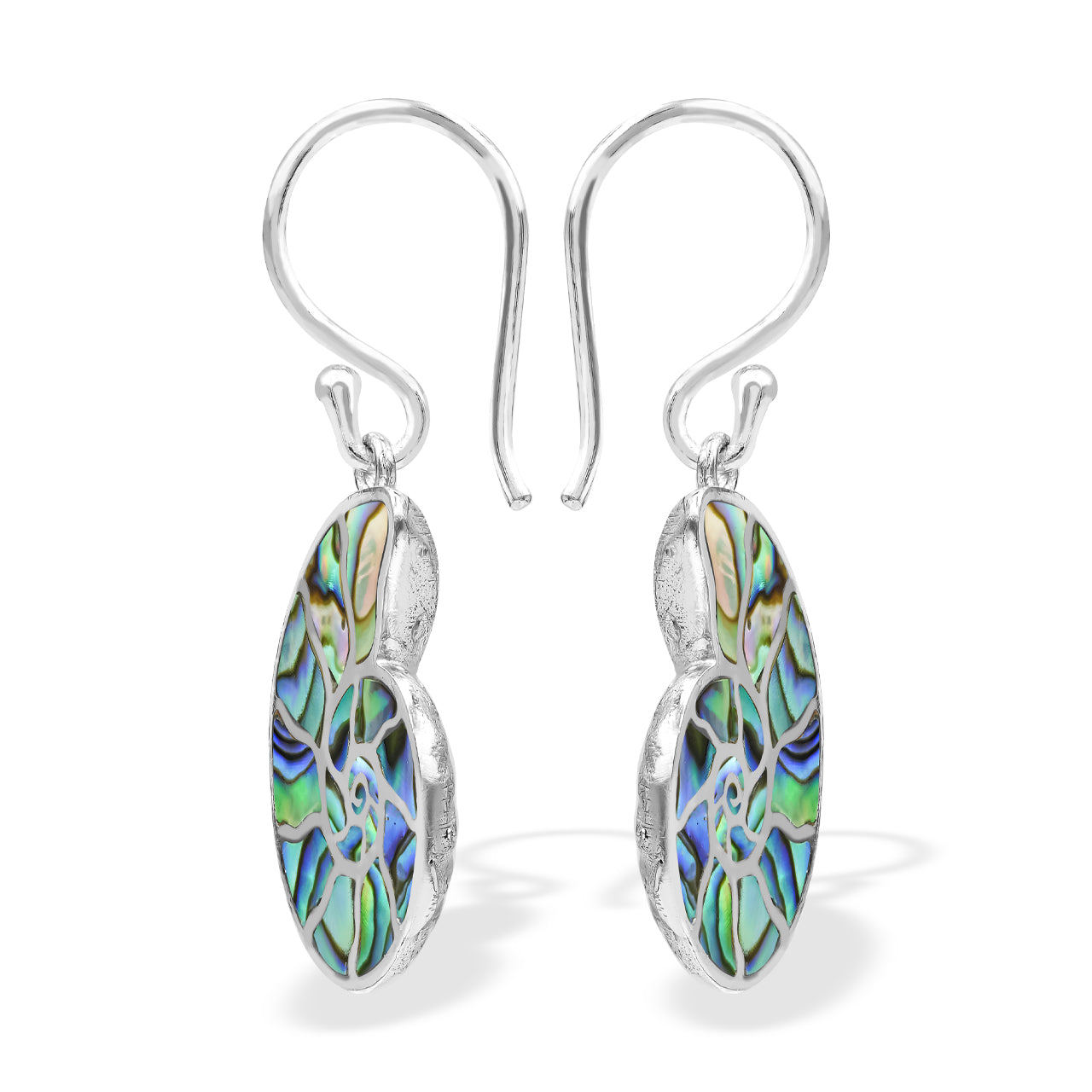 Starborn Nautilus Ammonite with Gemstones Inlay Earring in Sterling Silver - Small