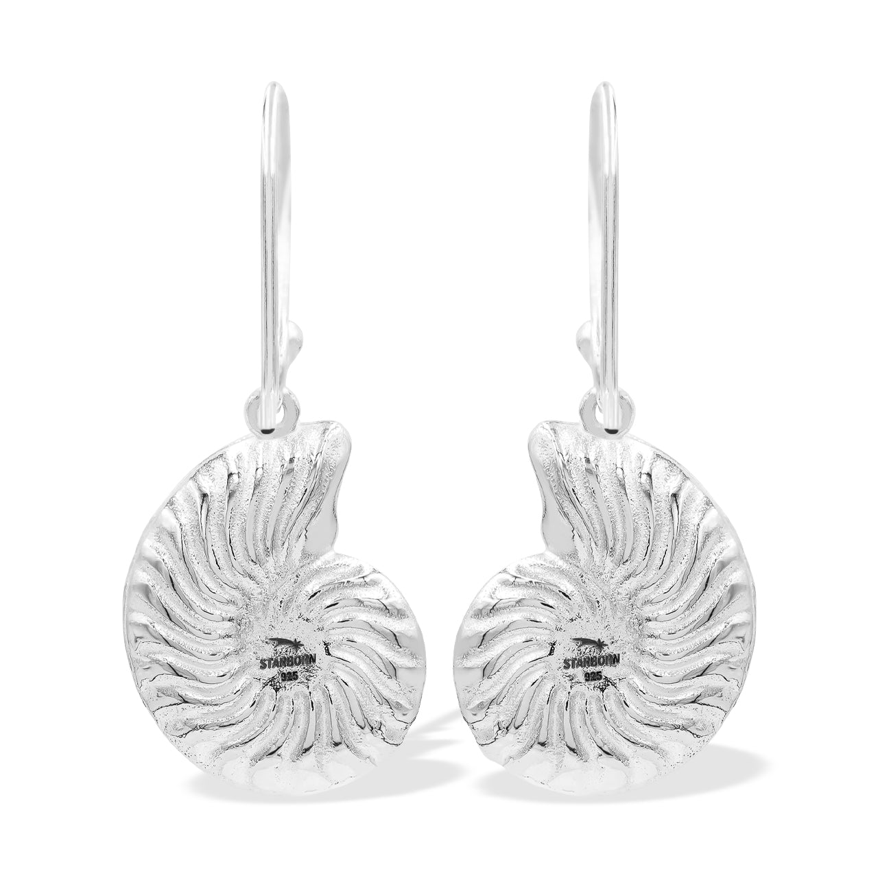 Starborn Nautilus Ammonite with Gemstones Inlay Earring in Sterling Silver - Extra Small
