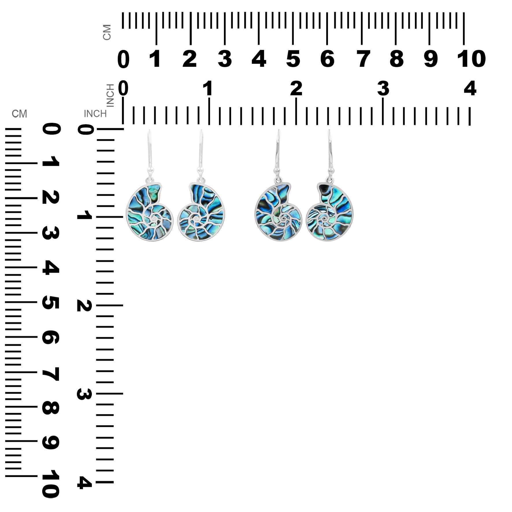 Starborn Nautilus Ammonite with Gemstones Inlay Earring in Sterling Silver - Extra Small