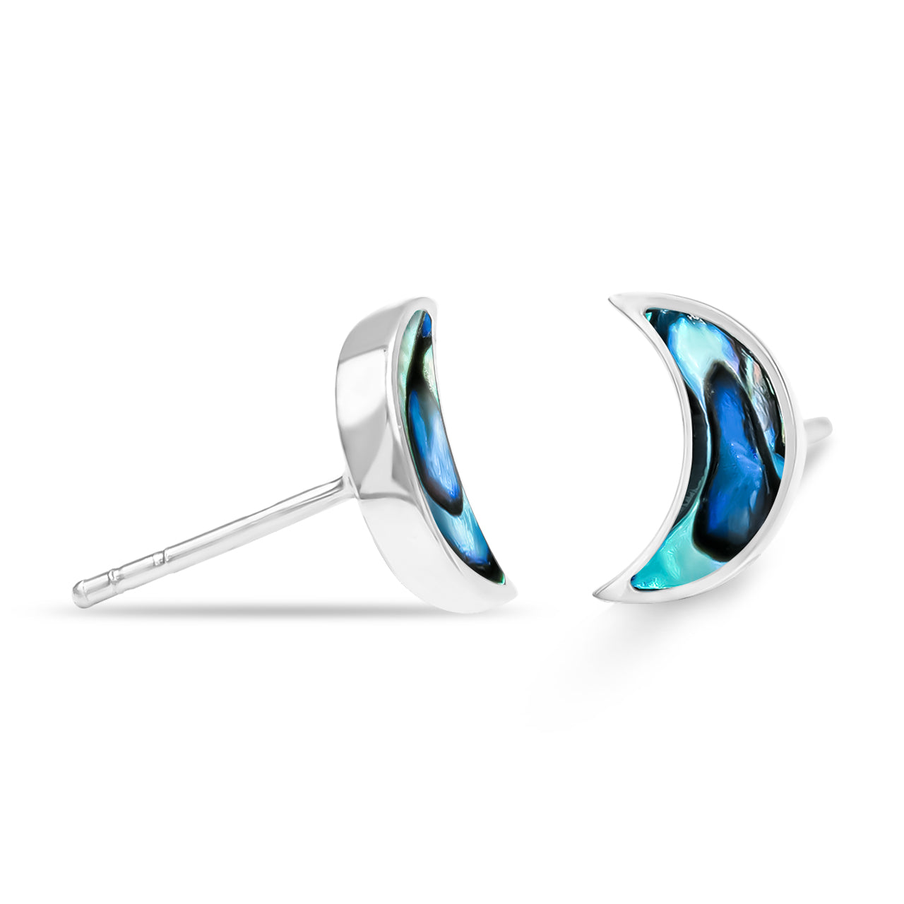 Starborn Crescent Moon Post Style Earrings in Sterling Silver