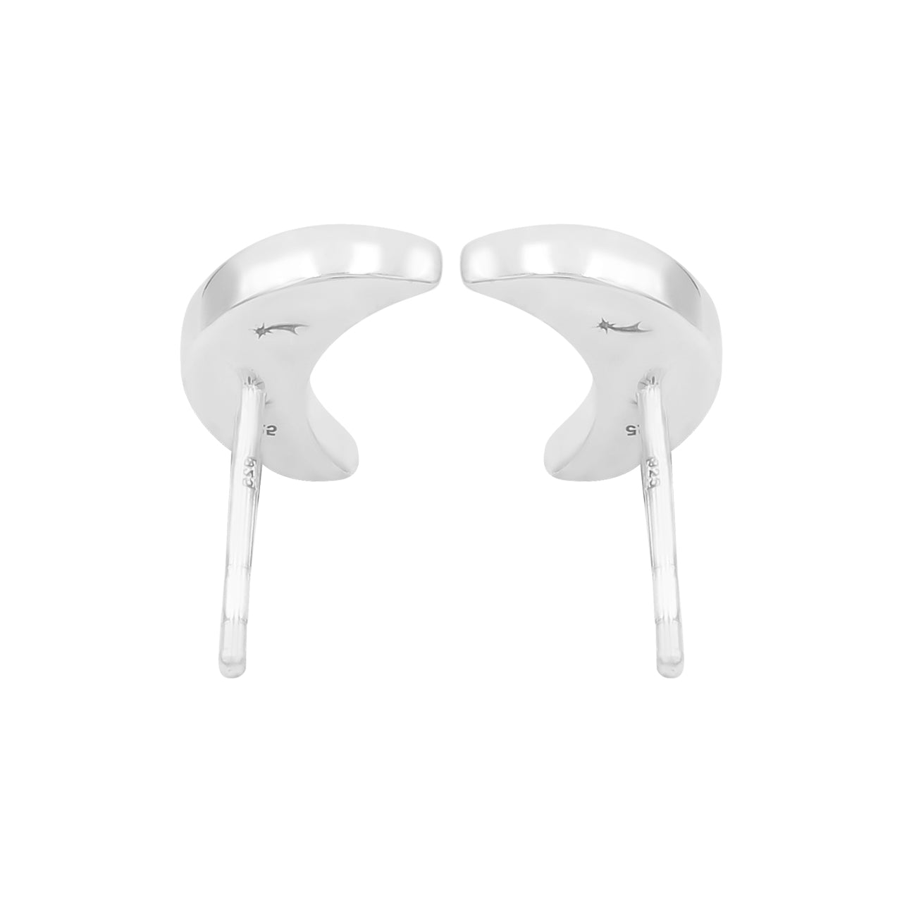 Starborn Crescent Moon Post Style Earrings in Sterling Silver