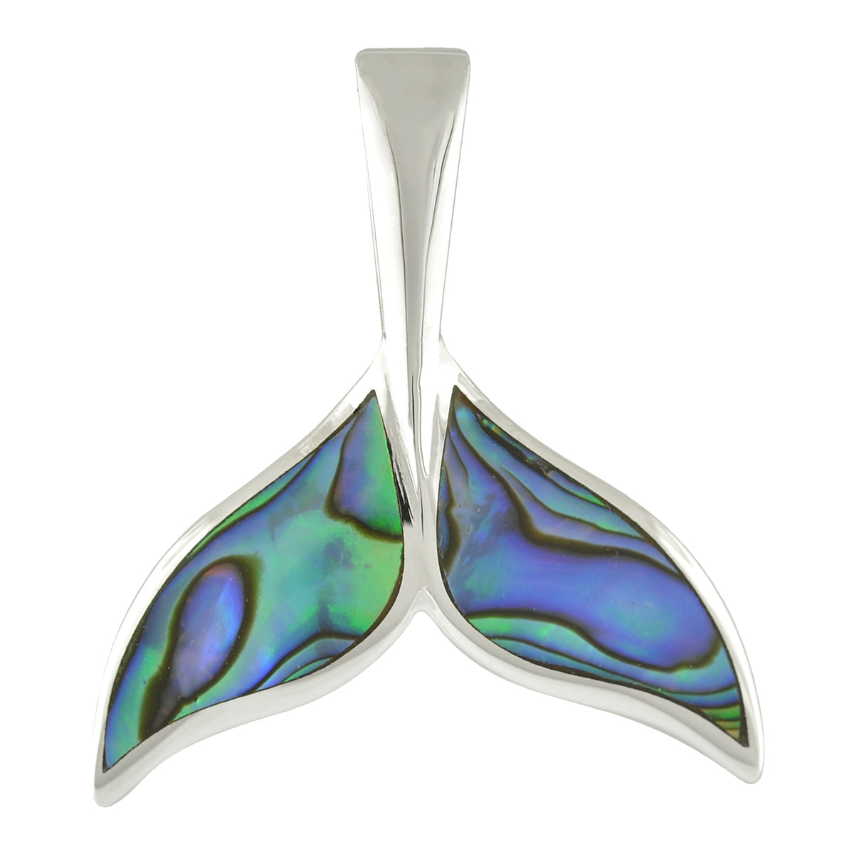 Starborn Abalone Whale Tail Pendant in Sterling Silver