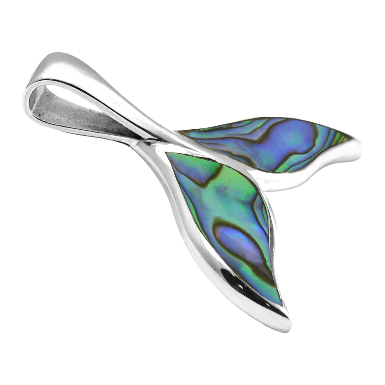 Starborn Abalone Whale Tail Pendant in Sterling Silver