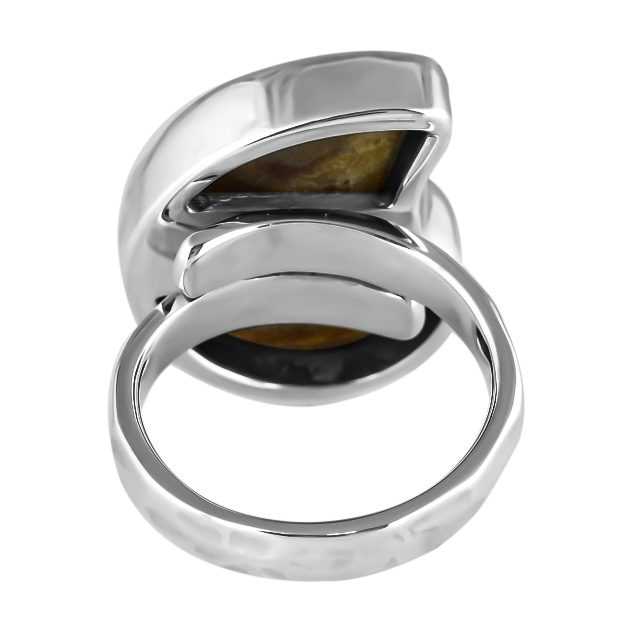 Ring Adjustable Ammonite with Ammolite Inlay