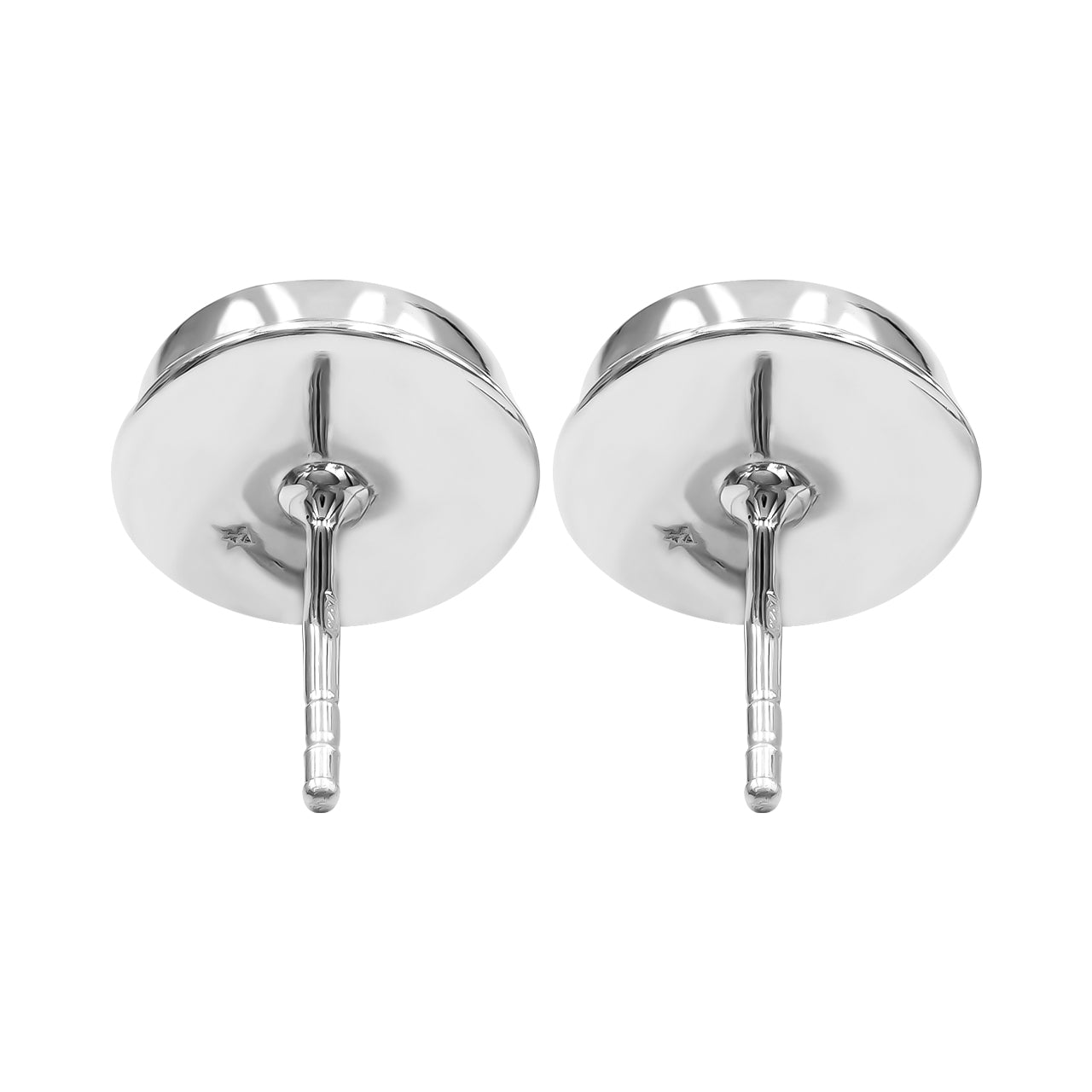 Round 8 mm Ammolite Double Bezel Set Post Style Earrings