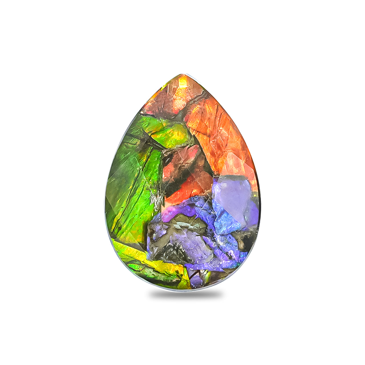 Faceted Ammolite Pear Doublet 18x13 mm