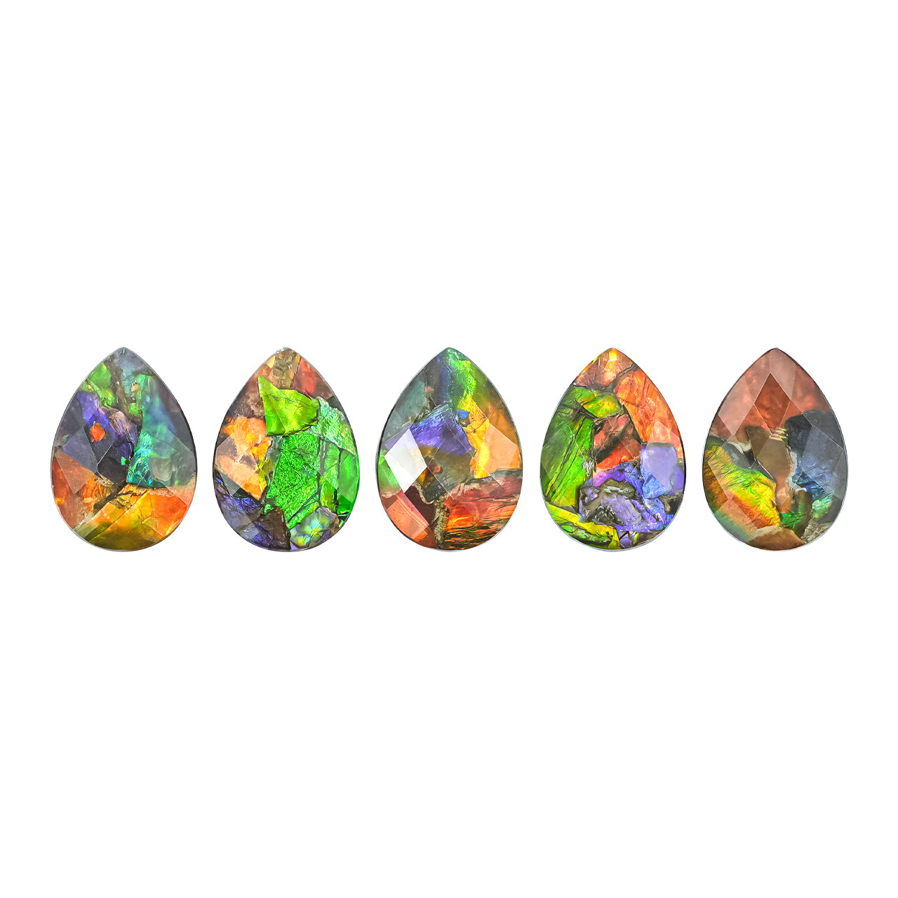 Faceted Ammolite Pear Doublet 18x13 mm