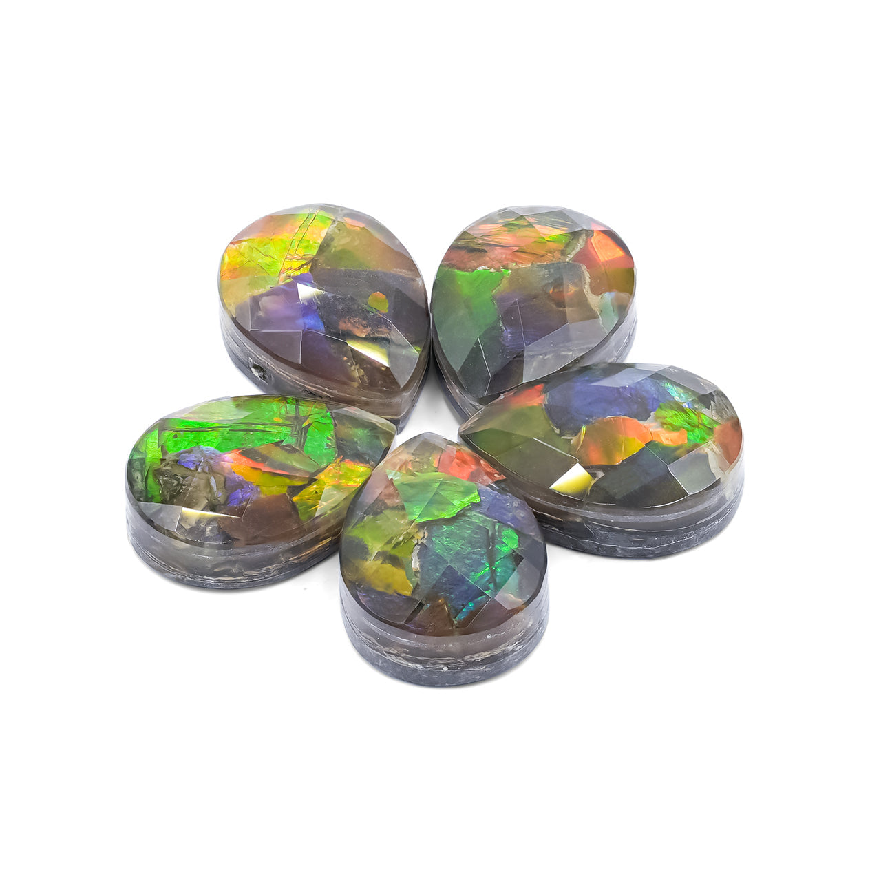 Faceted Ammolite Pear Doublet 18x13 mm