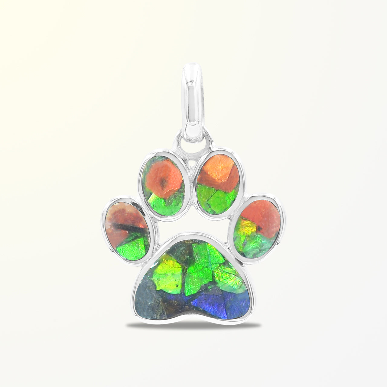 Starborn Gemstone Inlay Paw Print Pendant in Sterling Silver