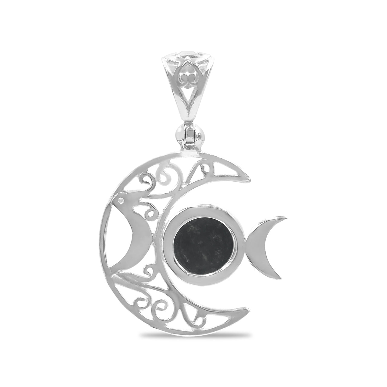 Starborn Triple Moon Filigree Pendant in Sterling Silver