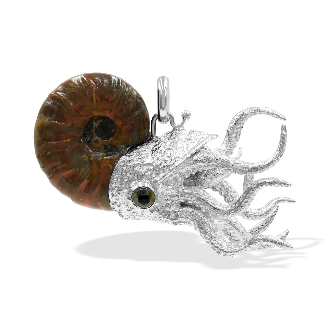 Starborn Nautilus Ammonit mit silbernen Tentakeln Anhänger in Sterling Silber