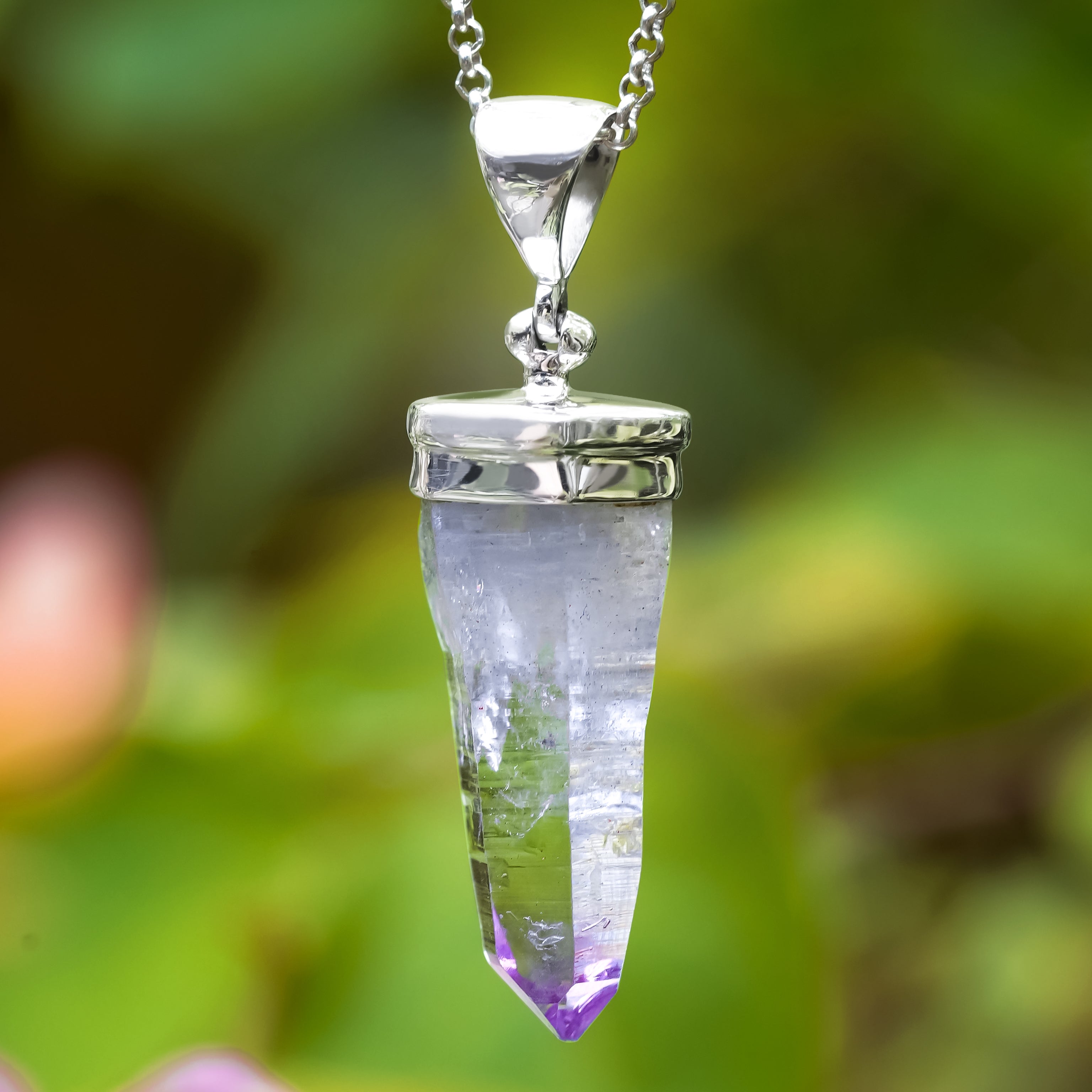 Starborn Amethyst Crystal Point Pendant in Sterling Silver