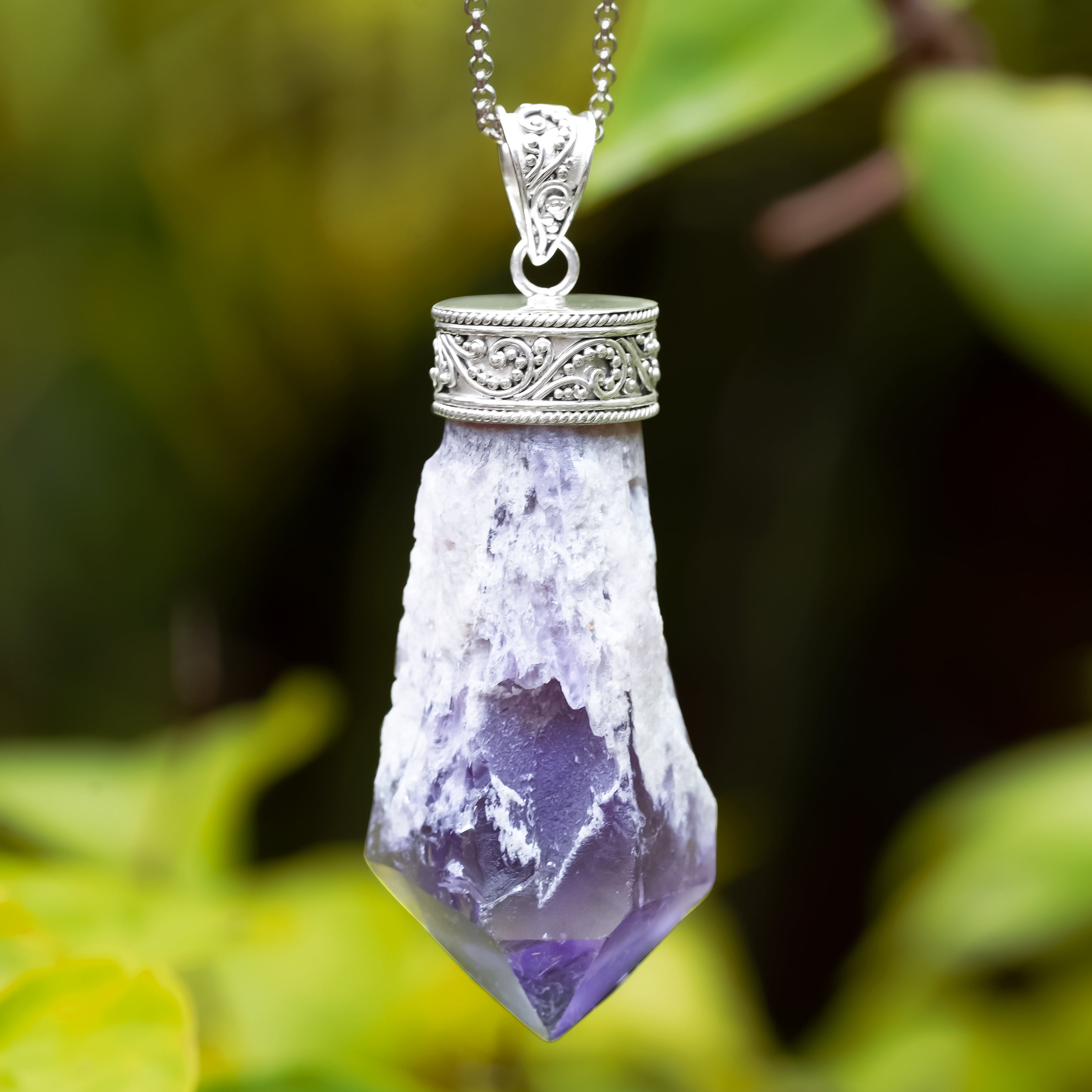 Pendentif en cristal d'améthyste Starborn en argent sterling