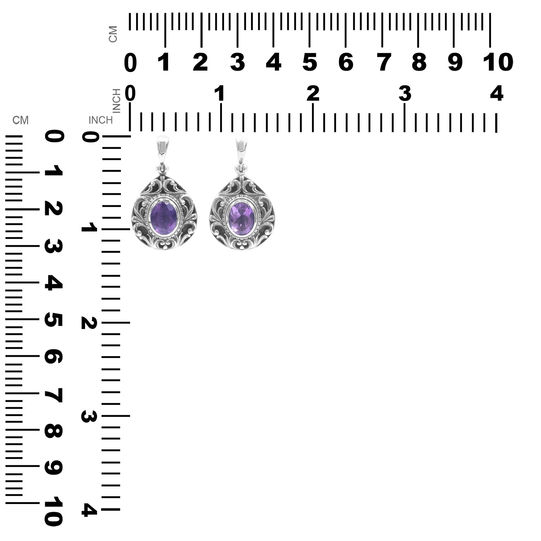 Starborn Faceted Elegant Scroll Gemstone Pendant in Sterling Silver