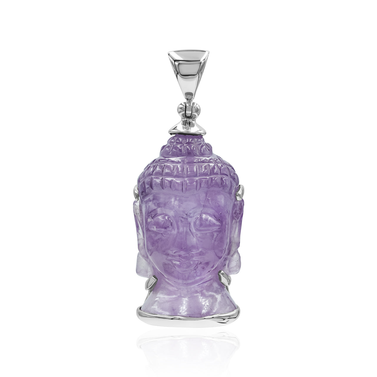 Pendentif tête de Bouddha en améthyste sculptée Starborn en argent sterling