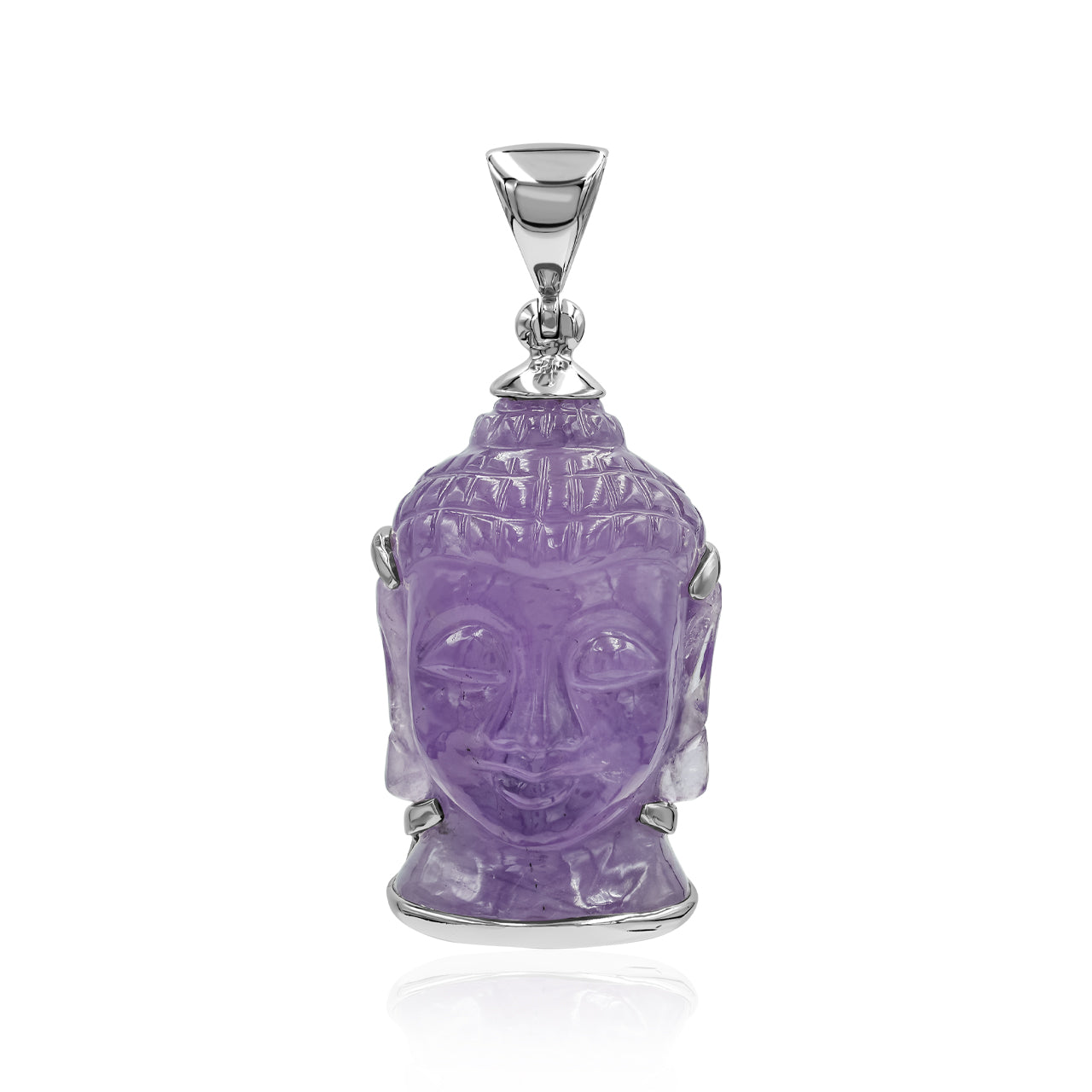 Pendentif tête de Bouddha en améthyste sculptée Starborn en argent sterling