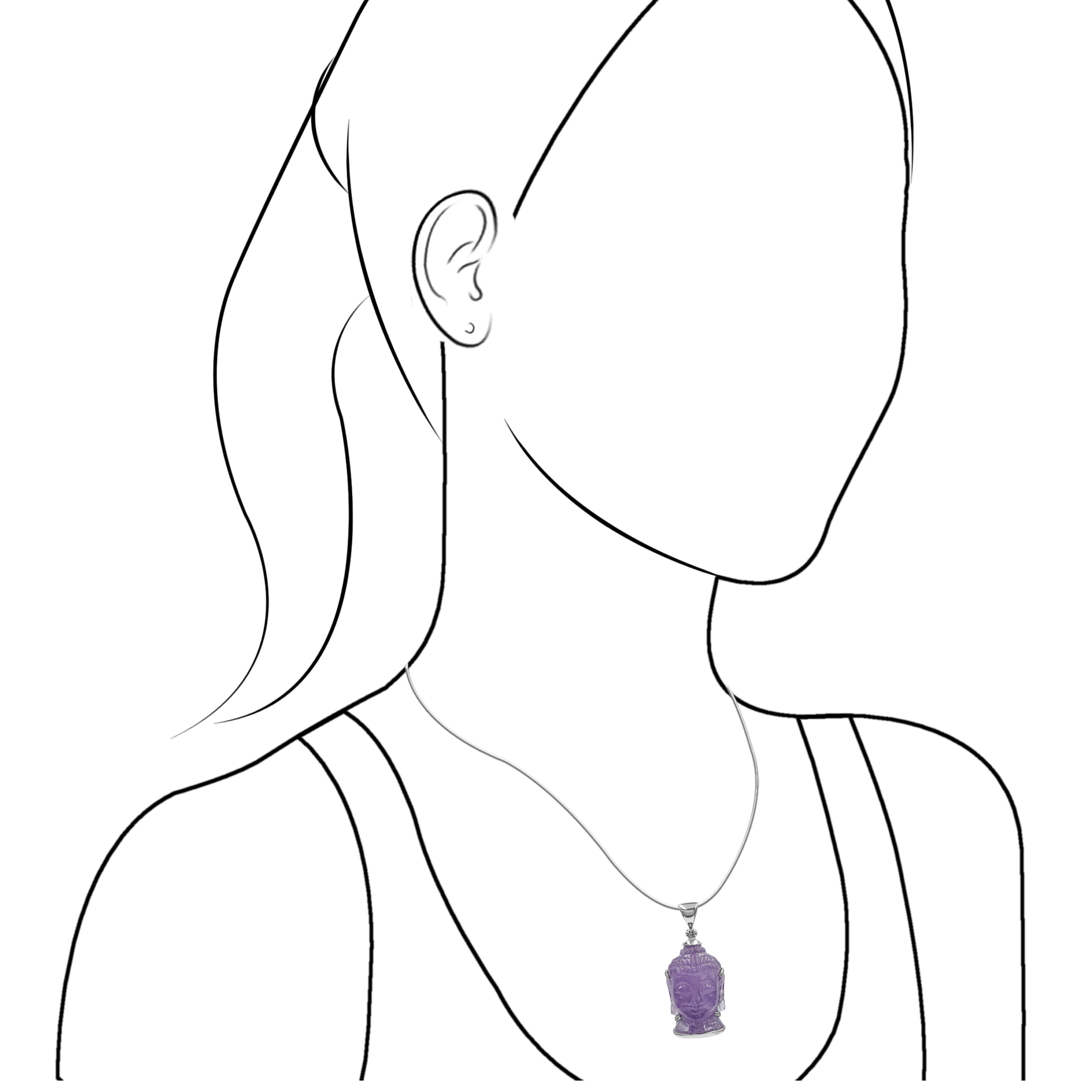 Pendentif tête de Bouddha en améthyste sculptée Starborn en argent sterling