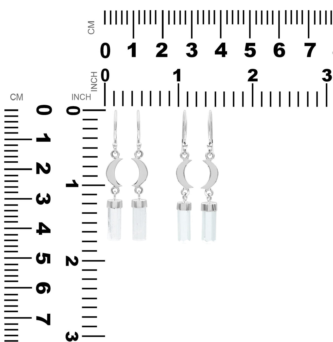 Aquamarine Crystal and Crescent Moon style Earrings