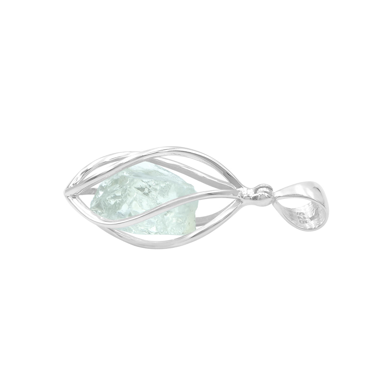 Starborn Sterling Silver Aquamarine Gemstone Cage Style Pendant