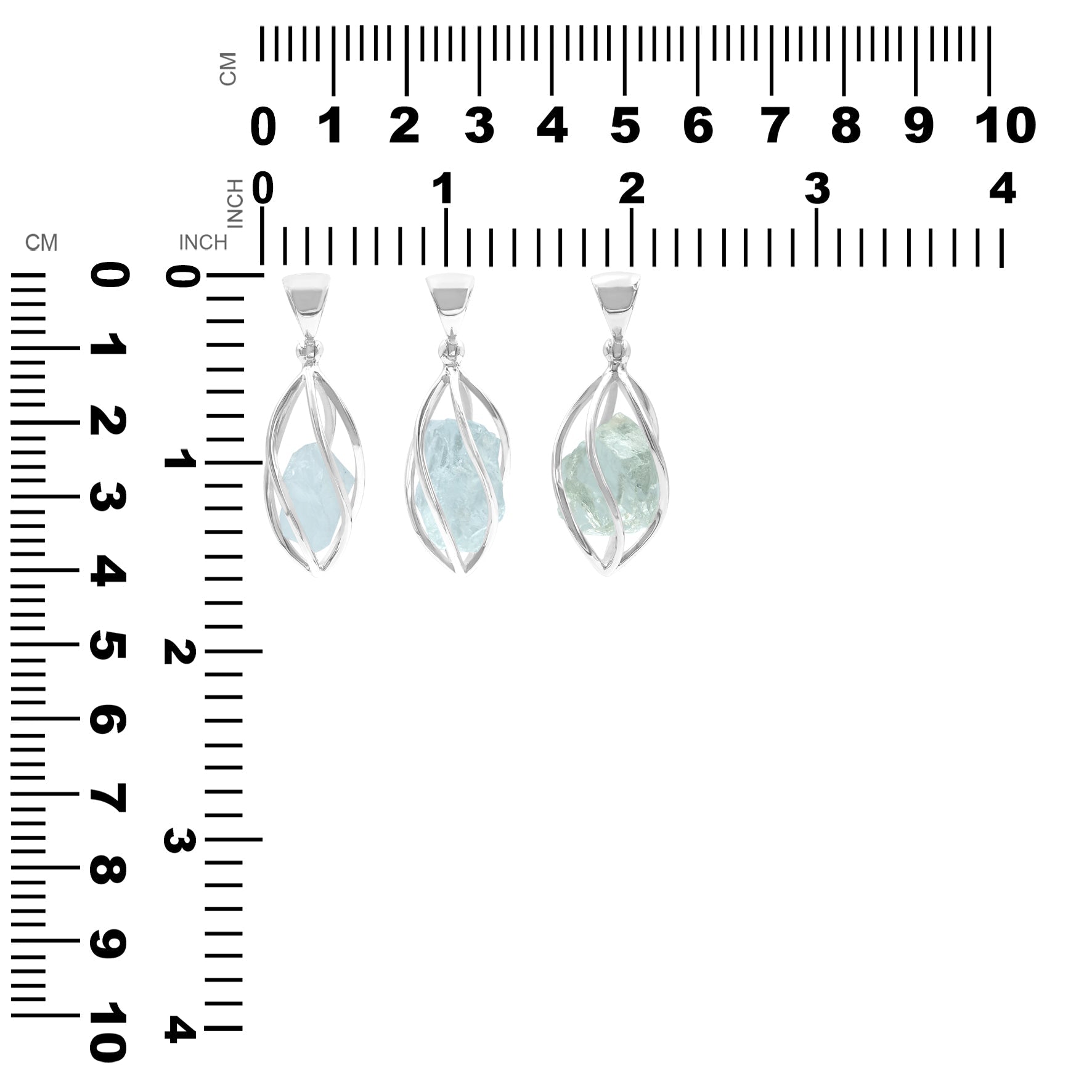 Starborn Sterling Silver Aquamarine Gemstone Cage Style Pendant