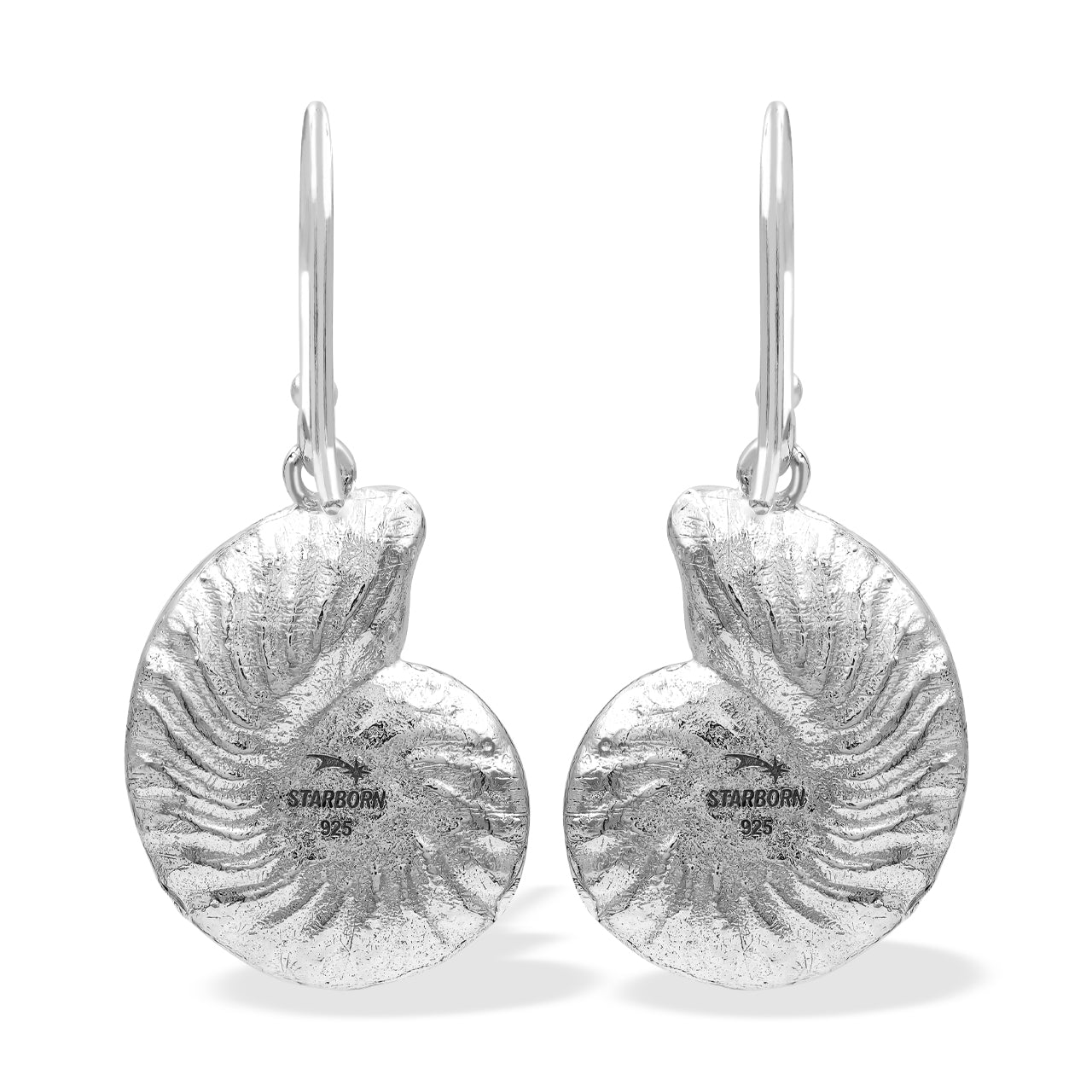 Starborn Nautilus Ammonite with Gemstones Inlay Earring in Sterling Silver - Small