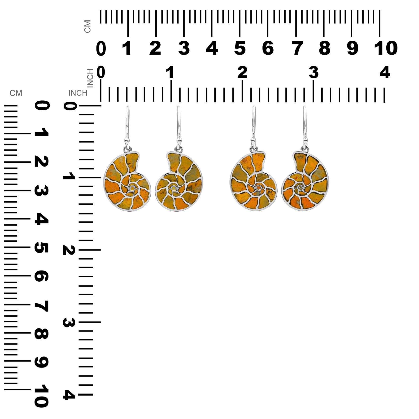 Starborn Nautilus Ammonite with Gemstones Inlay Earring in Sterling Silver - Small