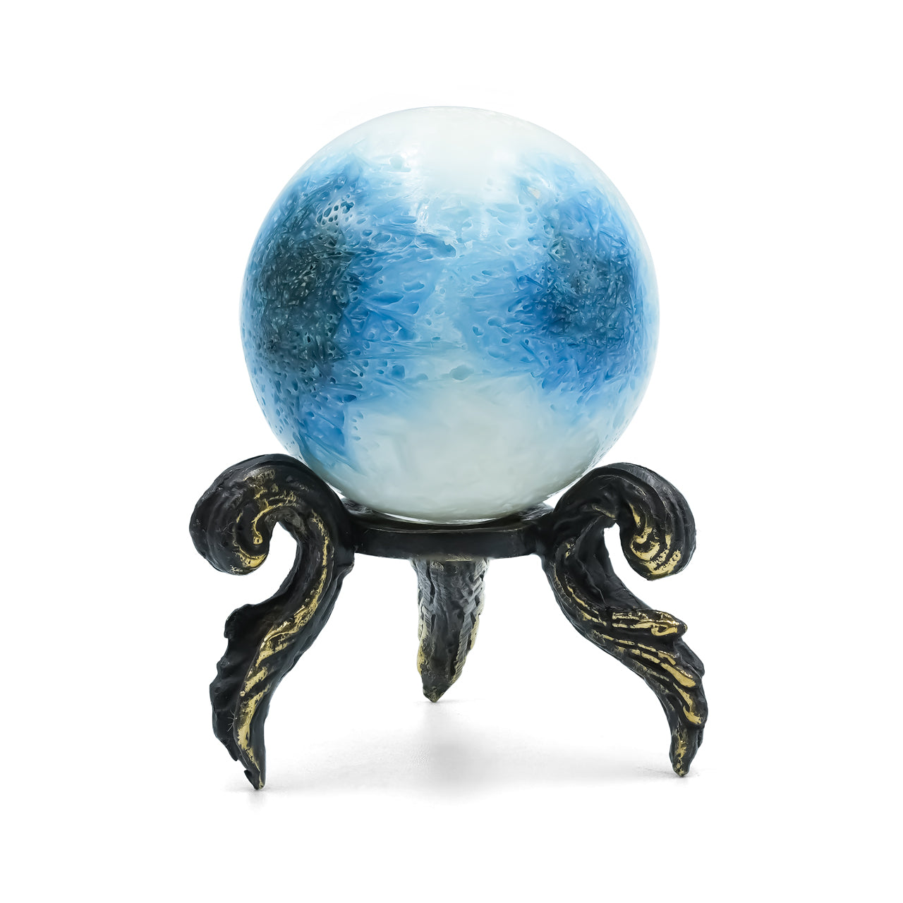Starborn Blue Ice Glacierite Kugel-Display mit Messingständer