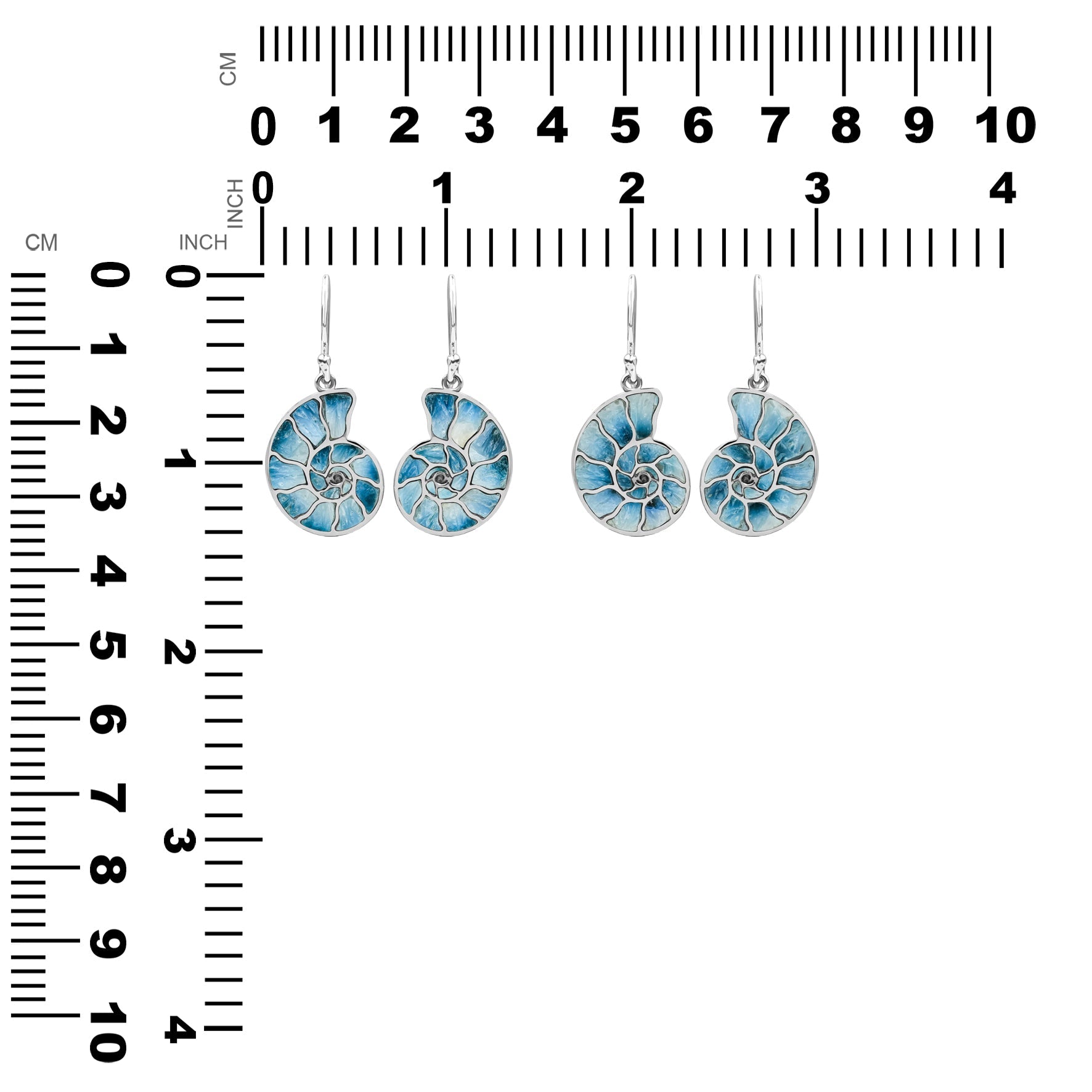 Starborn Nautilus Ammonite with Gemstones Inlay Earring in Sterling Silver - Small