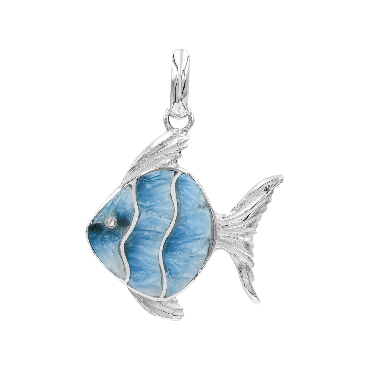 Starborn Delightful Gemstones Inlay Fish Pendant in Sterling Silver