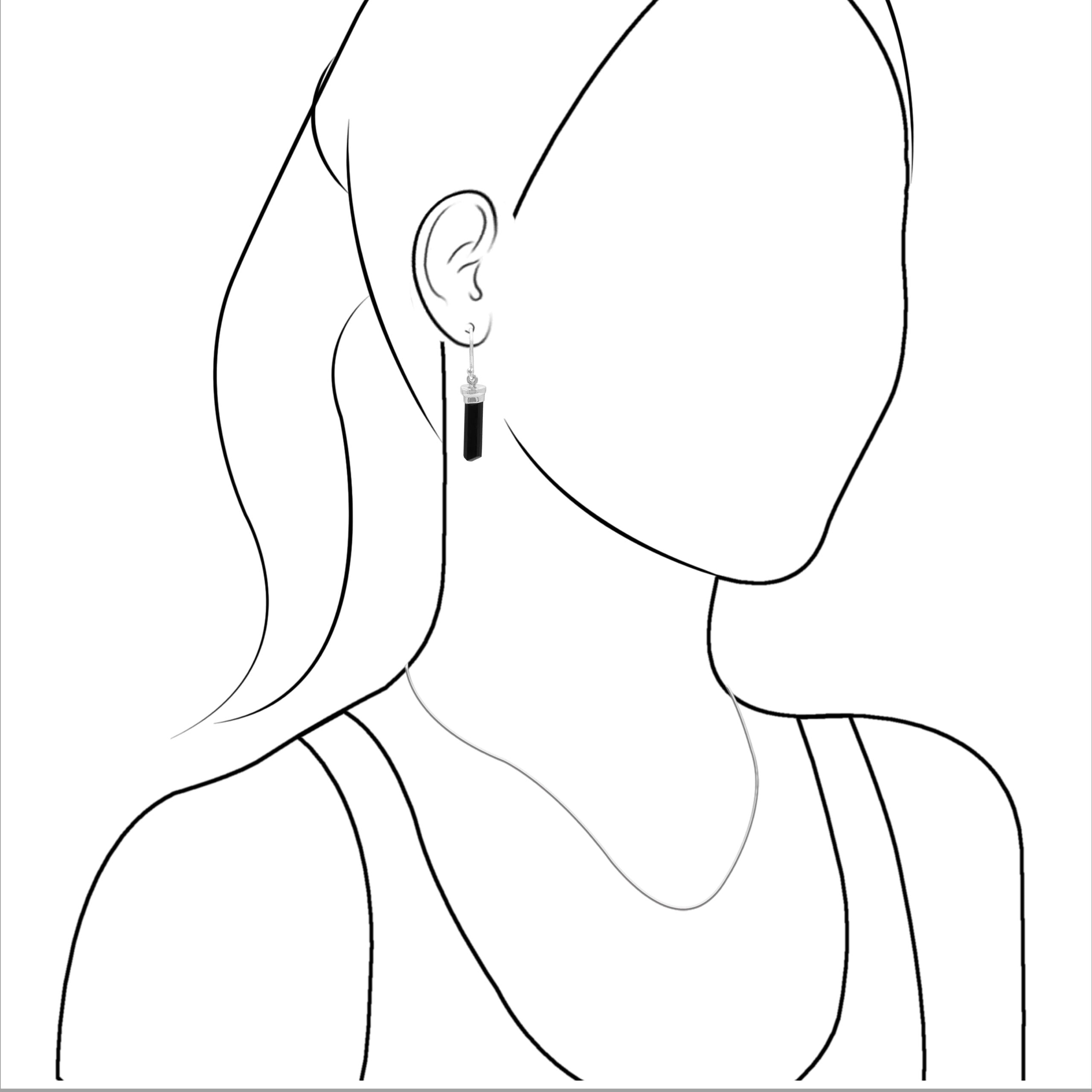 Black Tourmaline Crystal Earring