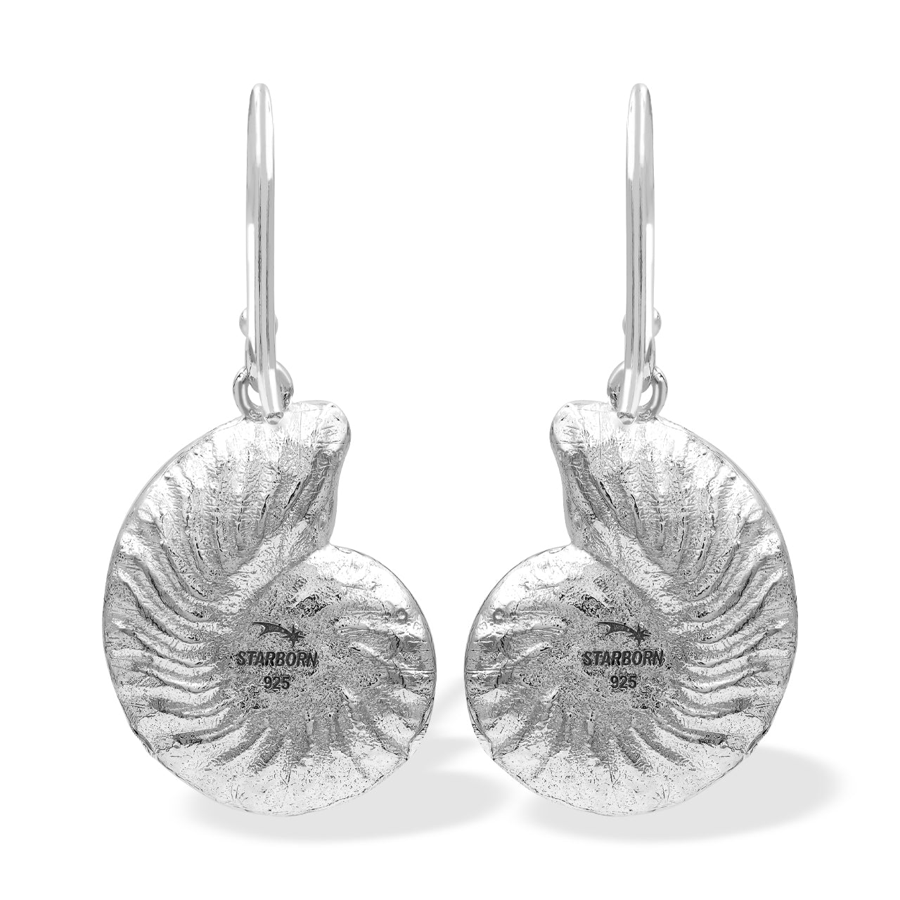 Starborn Nautilus Ammonite with Gemstones Inlay Earring in Sterling Silver - Small