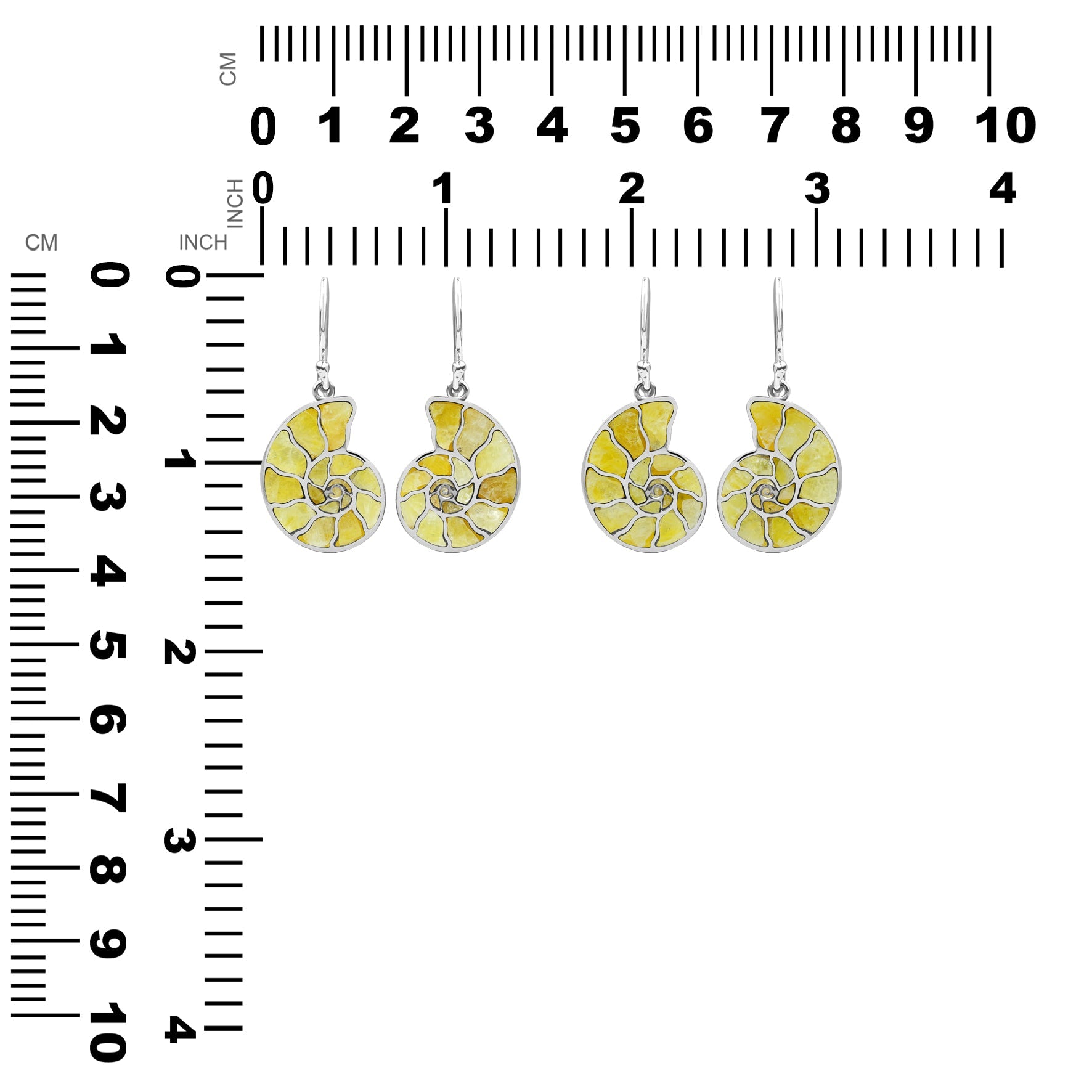 Starborn Nautilus Ammonite with Gemstones Inlay Earring in Sterling Silver - Small