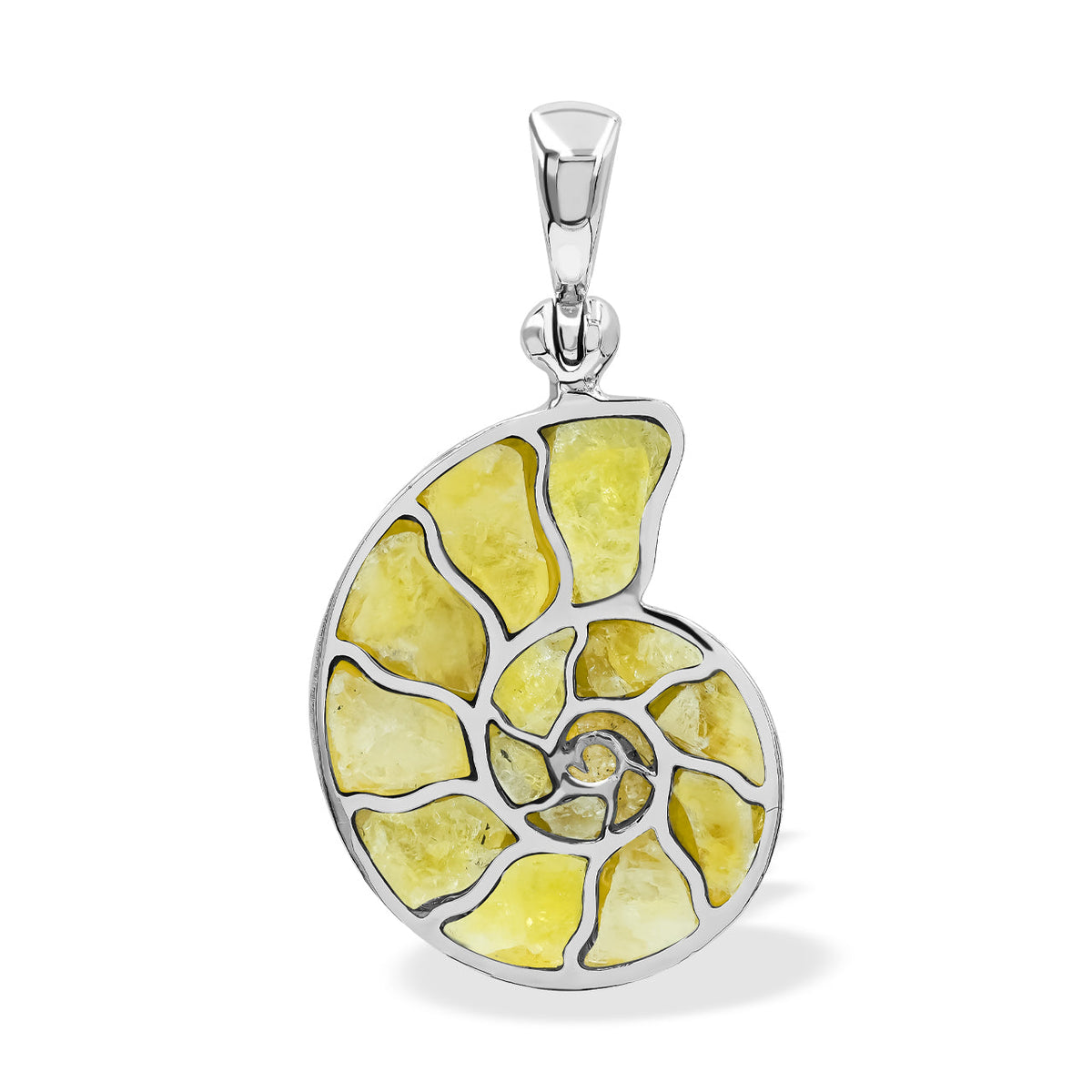 Pendentif ammonite nautile incrusté de pierres précieuses Starborn en argent sterling