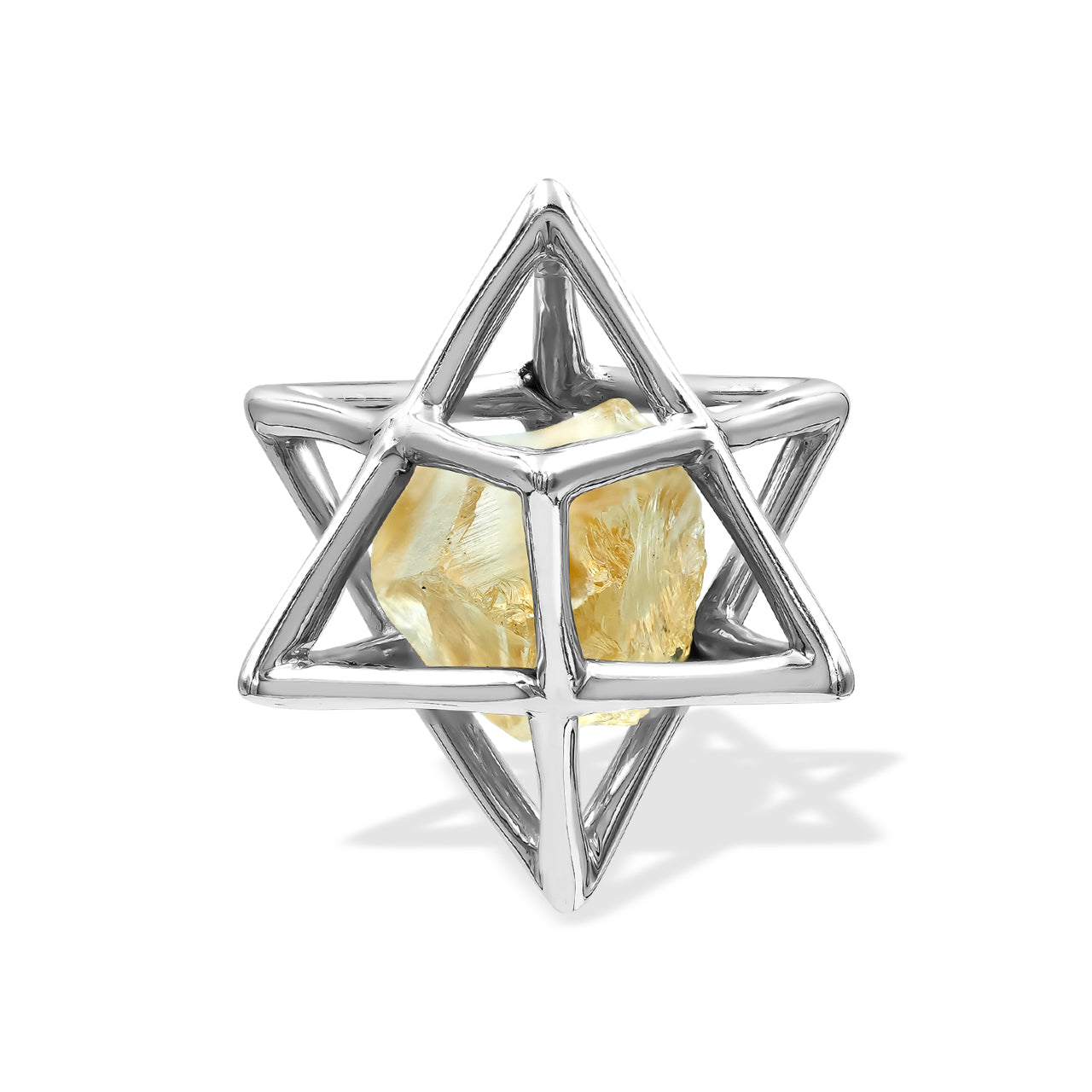 Starborn Merkabah – Mittlerer Käfig-Anhänger aus grobem Edelstein in Sterlingsilber