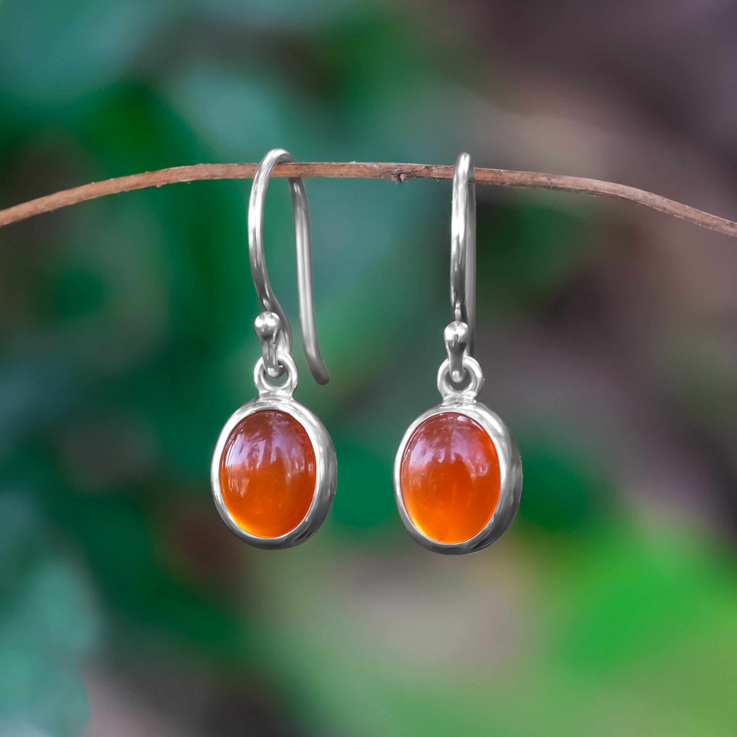 Starborn Carnelian Oval Earrings in Sterling Silver