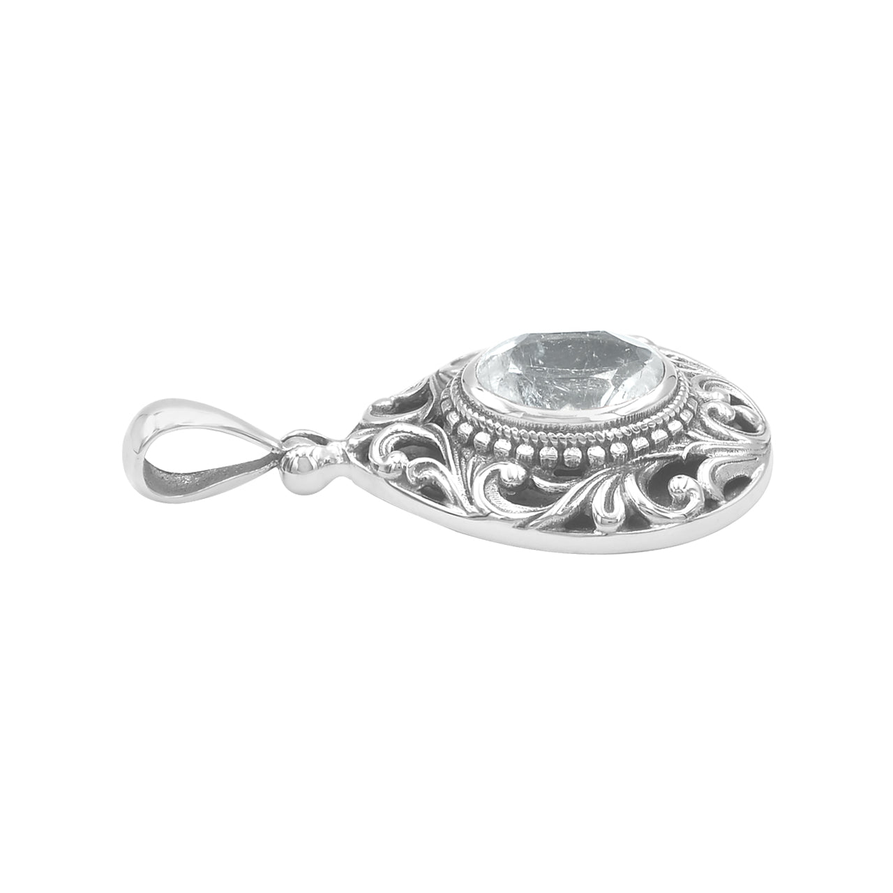 Starborn Faceted Elegant Scroll Gemstone Pendant in Sterling Silver