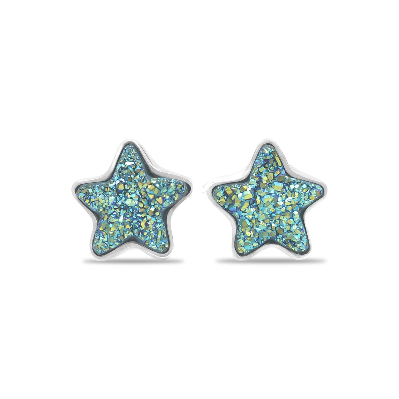 Starborn Drusy Star Ohrstecker aus Sterlingsilber