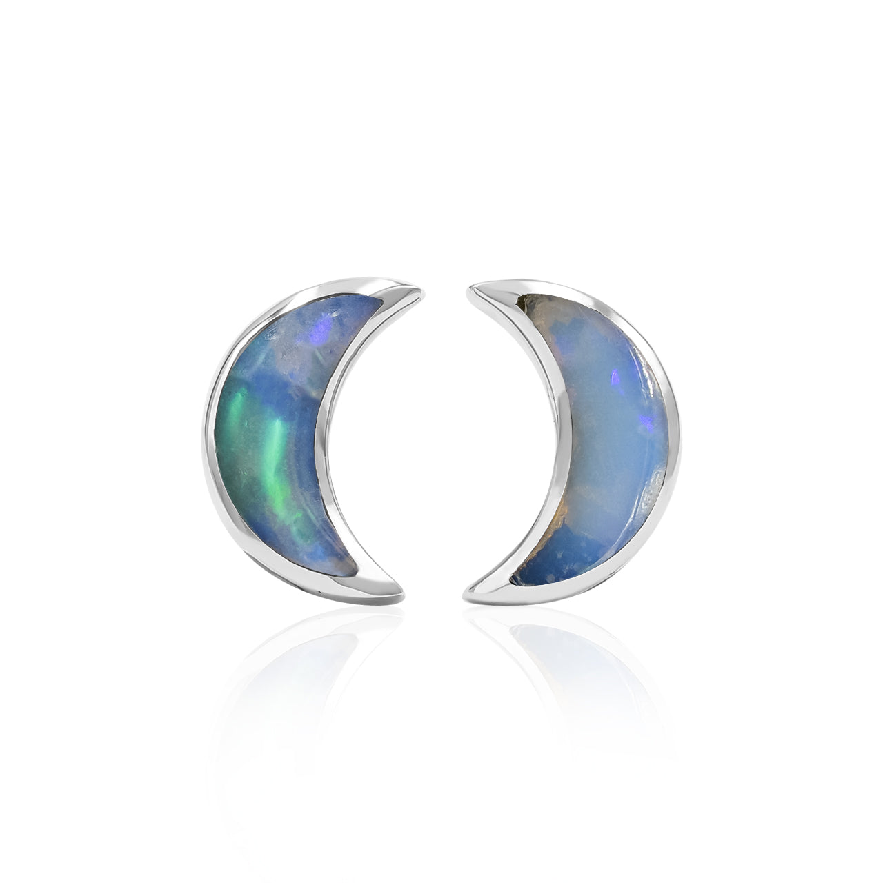 Starborn Crescent Moon Post Style Earrings in Sterling Silver