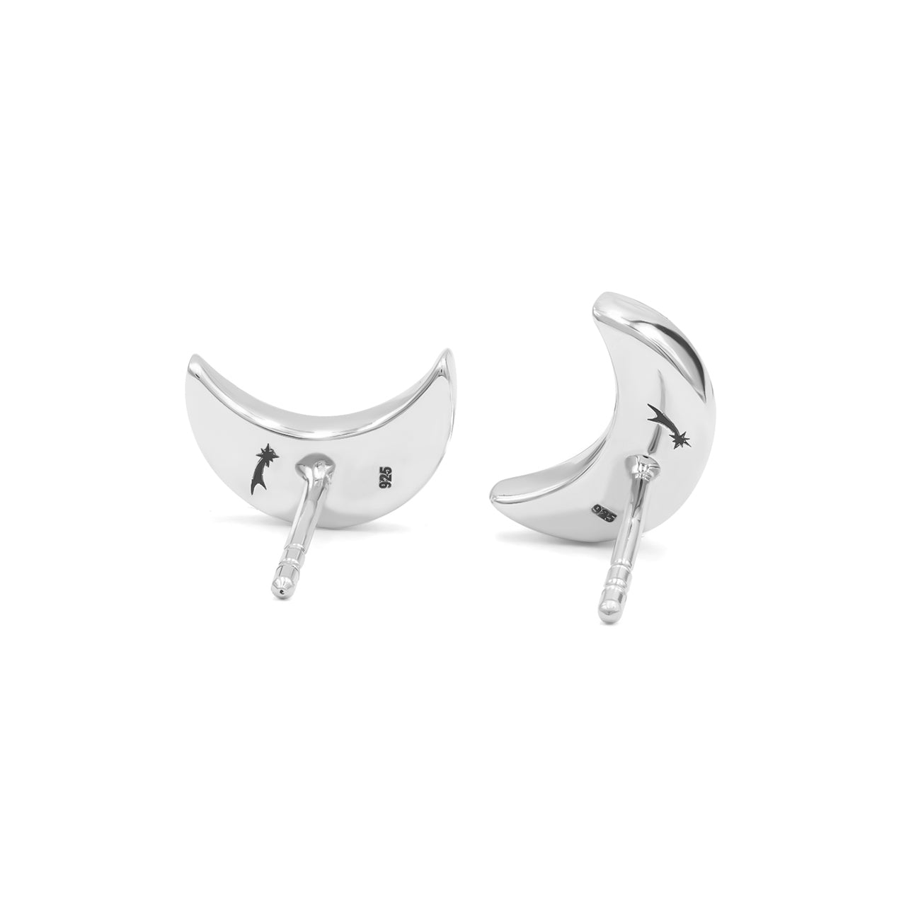 Starborn Crescent Moon Post Style Earrings in Sterling Silver