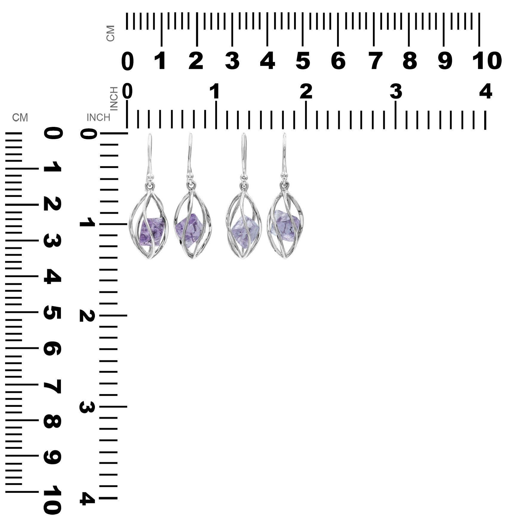 Purple Fluorite Crystal caged Earring