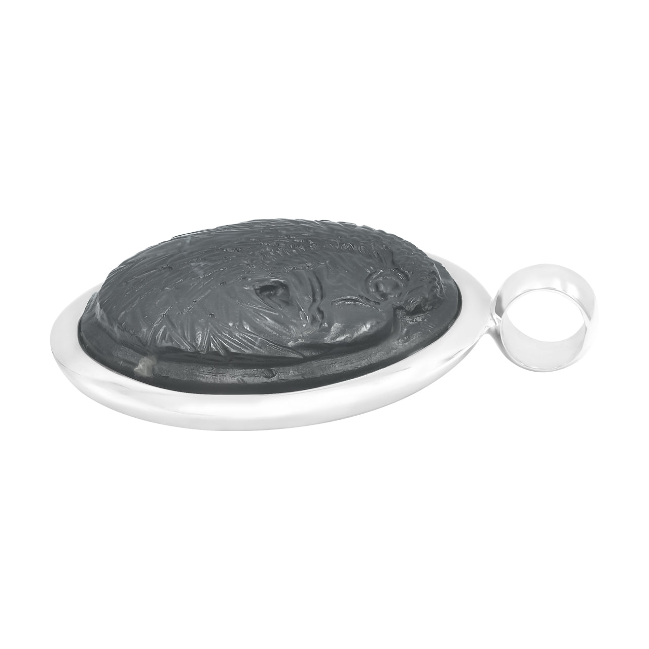 Pendentif médaillon en argent sterling avec tête d'aigle sculptée en pierres précieuses Starborn