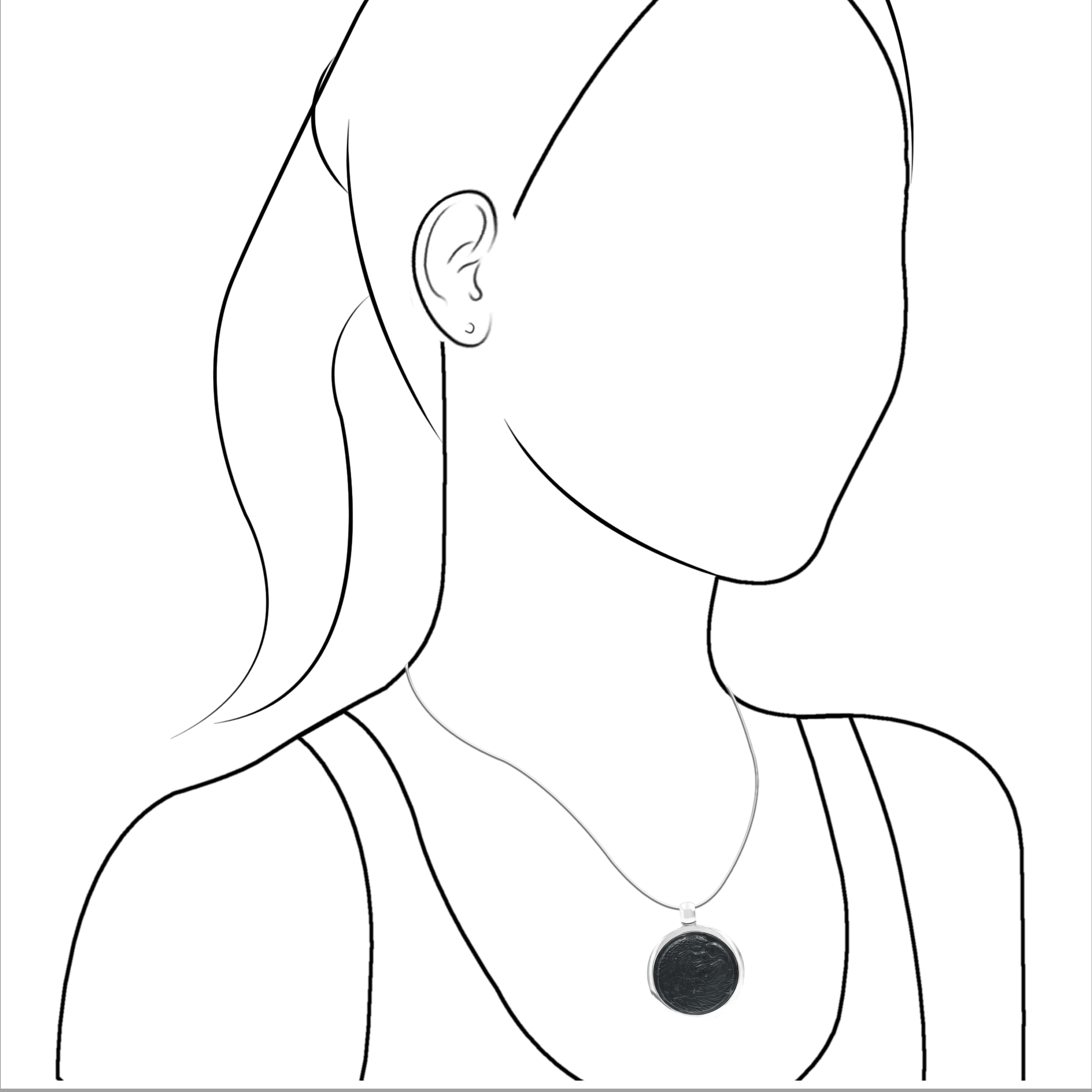 Pendentif médaillon en argent sterling avec tête d'aigle sculptée en pierres précieuses Starborn