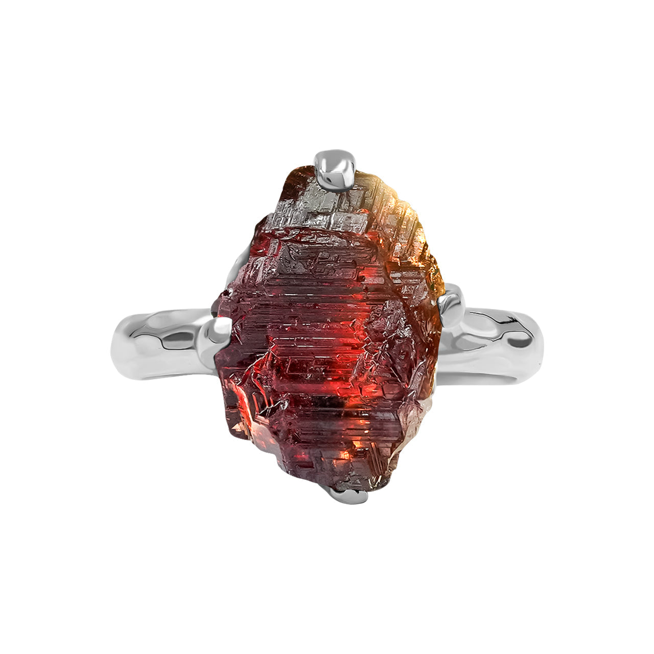 Bague en cristal de grenat spessartite gravé Starborn