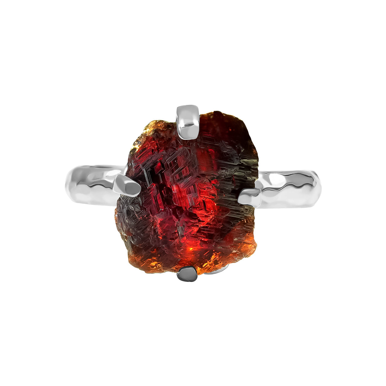 Bague en cristal de grenat spessartite gravé Starborn