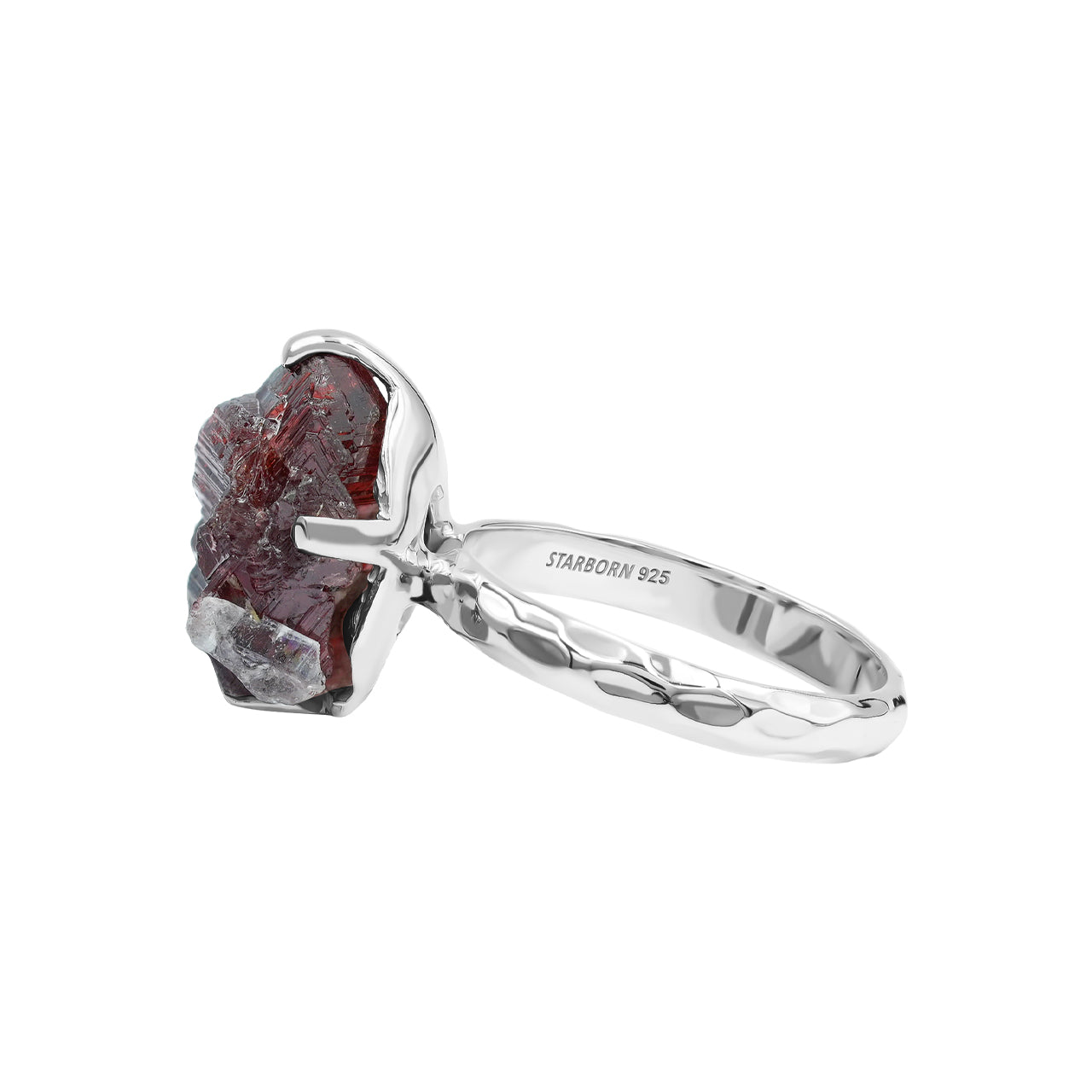 Bague en cristal de grenat spessartite gravé Starborn