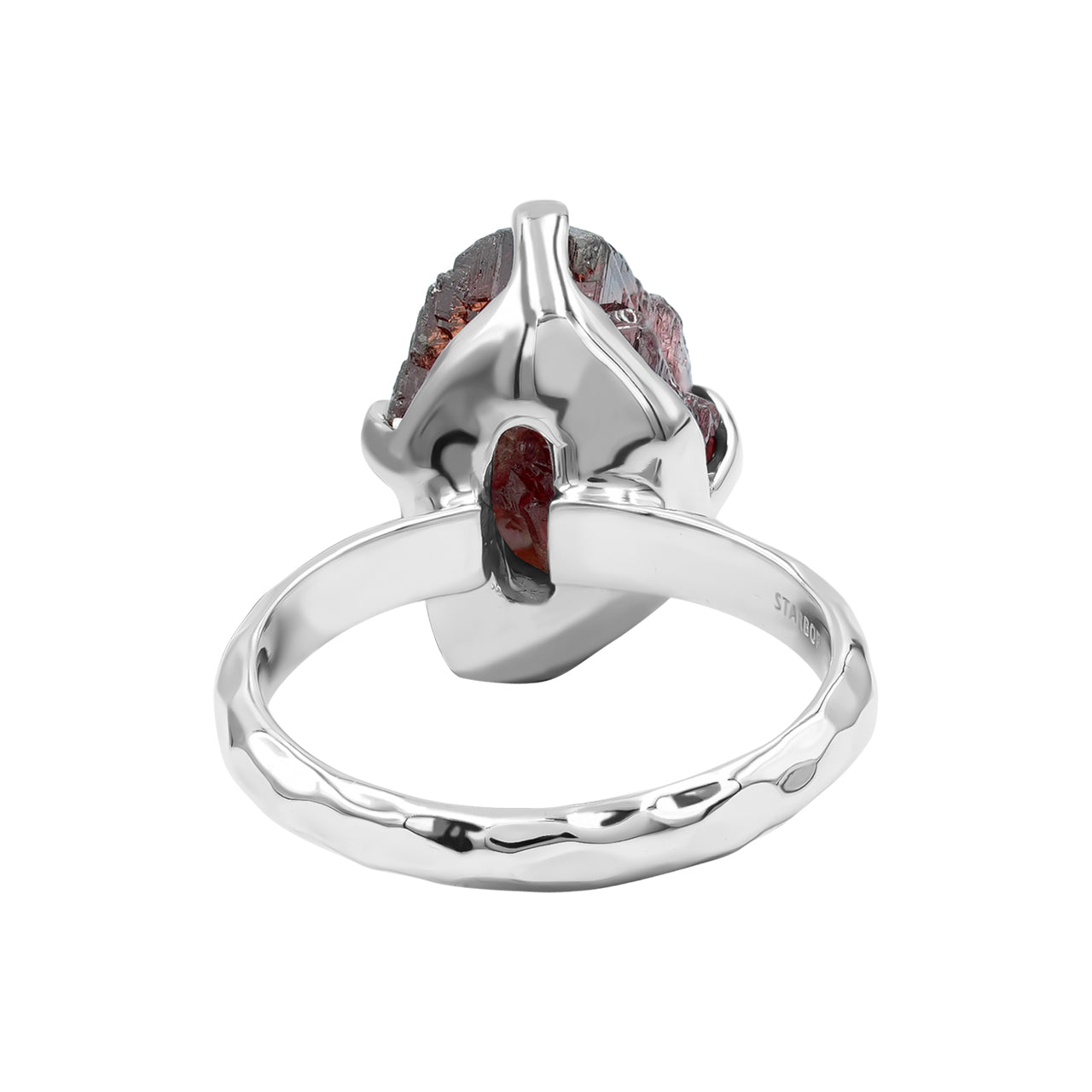 Bague en cristal de grenat spessartite gravé Starborn