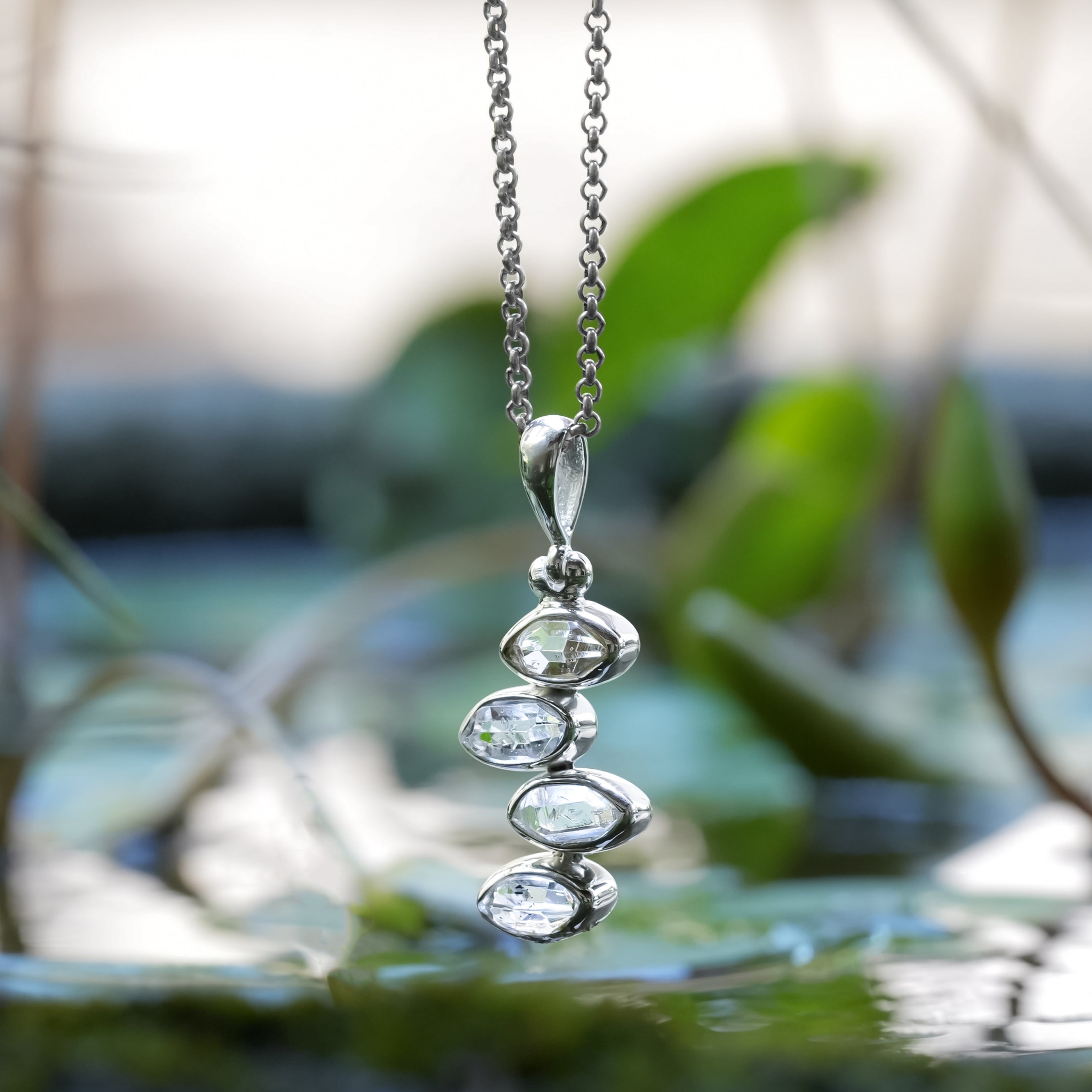Starborn Herkimer Diamant Quarz Kristall Anhänger in Sterling Silber