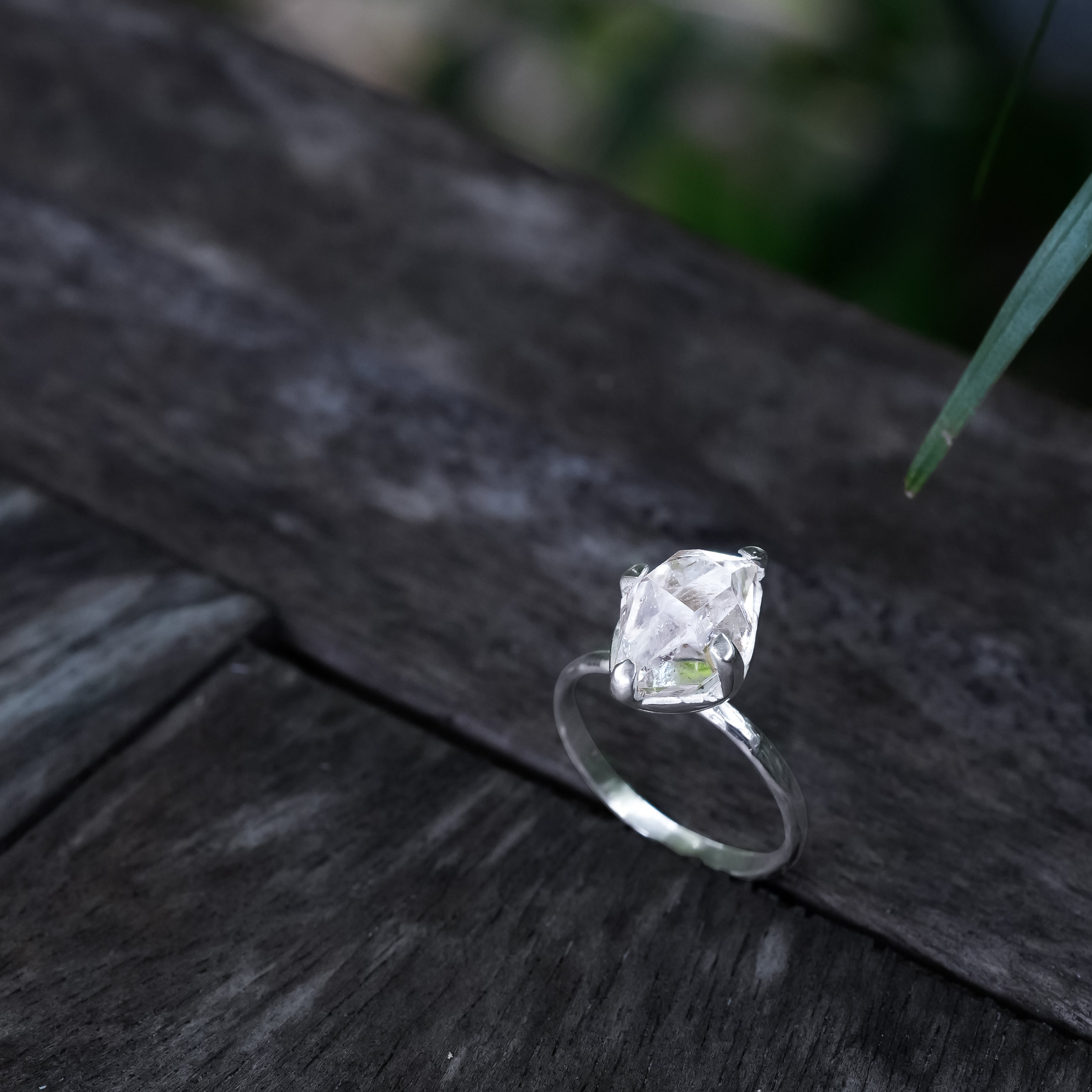 Starborn Herkimer Diamond Quartz Crystal Ring in Sterling Silver