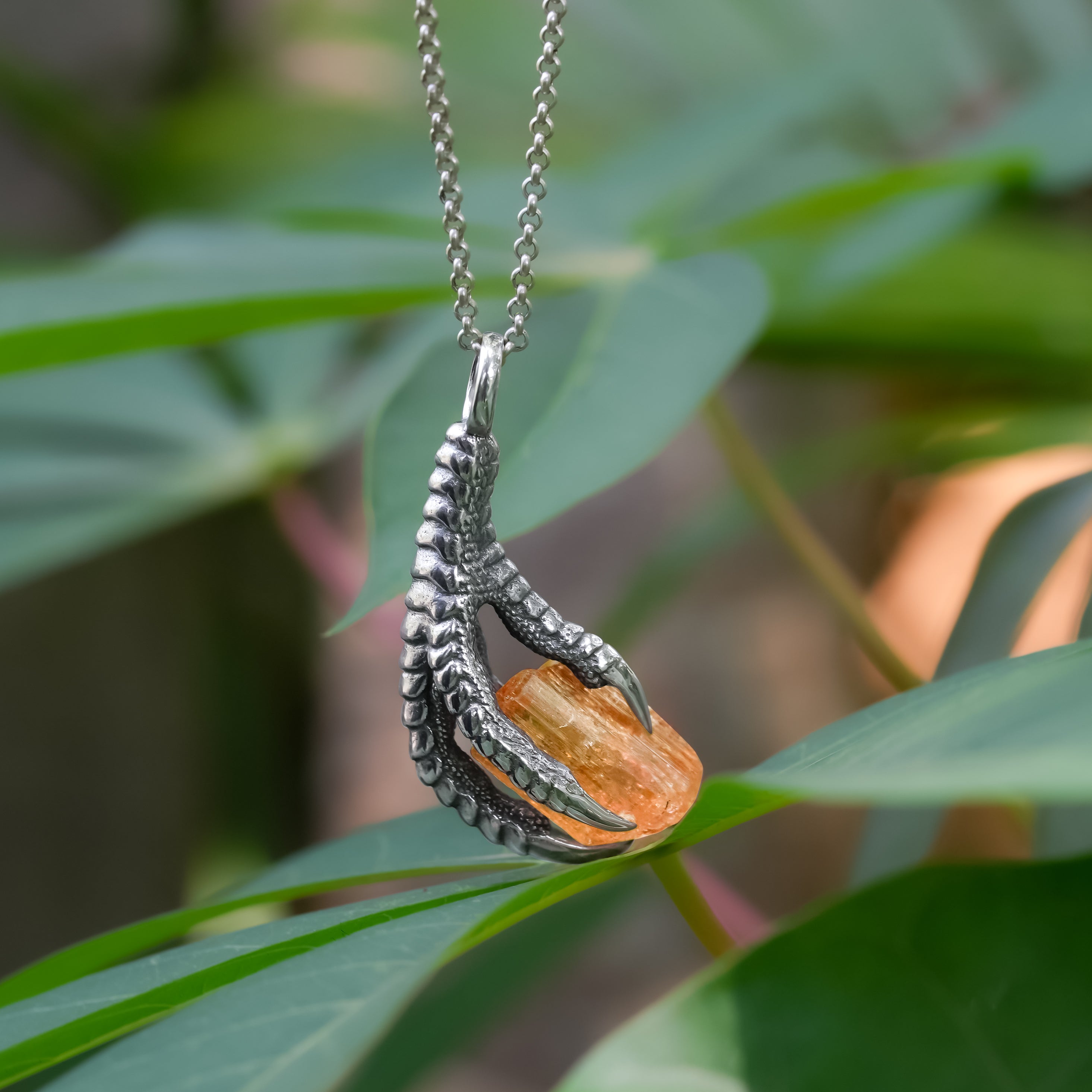 Starborn Gemstone Eagle Claw Pendant in Sterling Silver